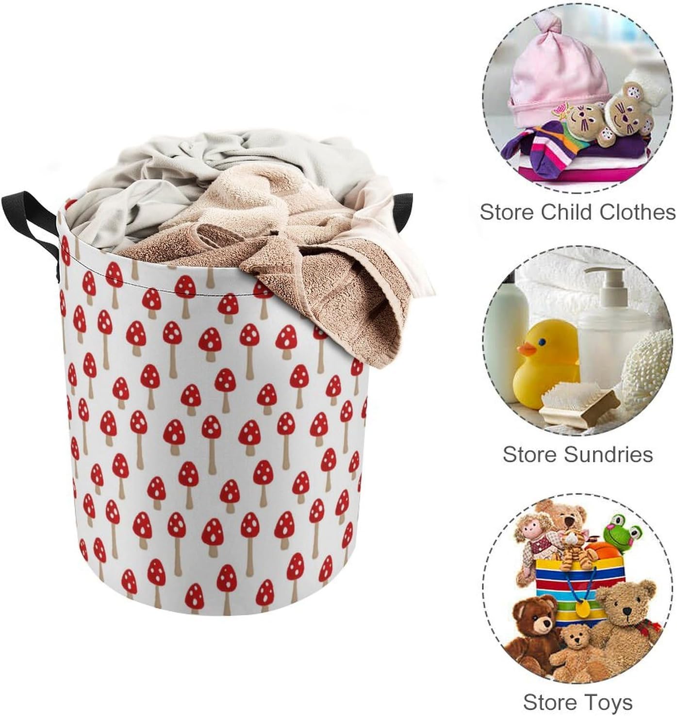 Durable Collapsible Mushroom Laundry Hamper for Home Bedroom Storage