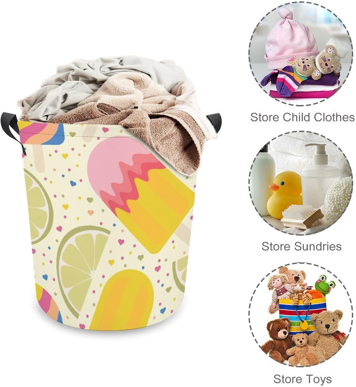 Lemon Ice Cream Laundry Hamper