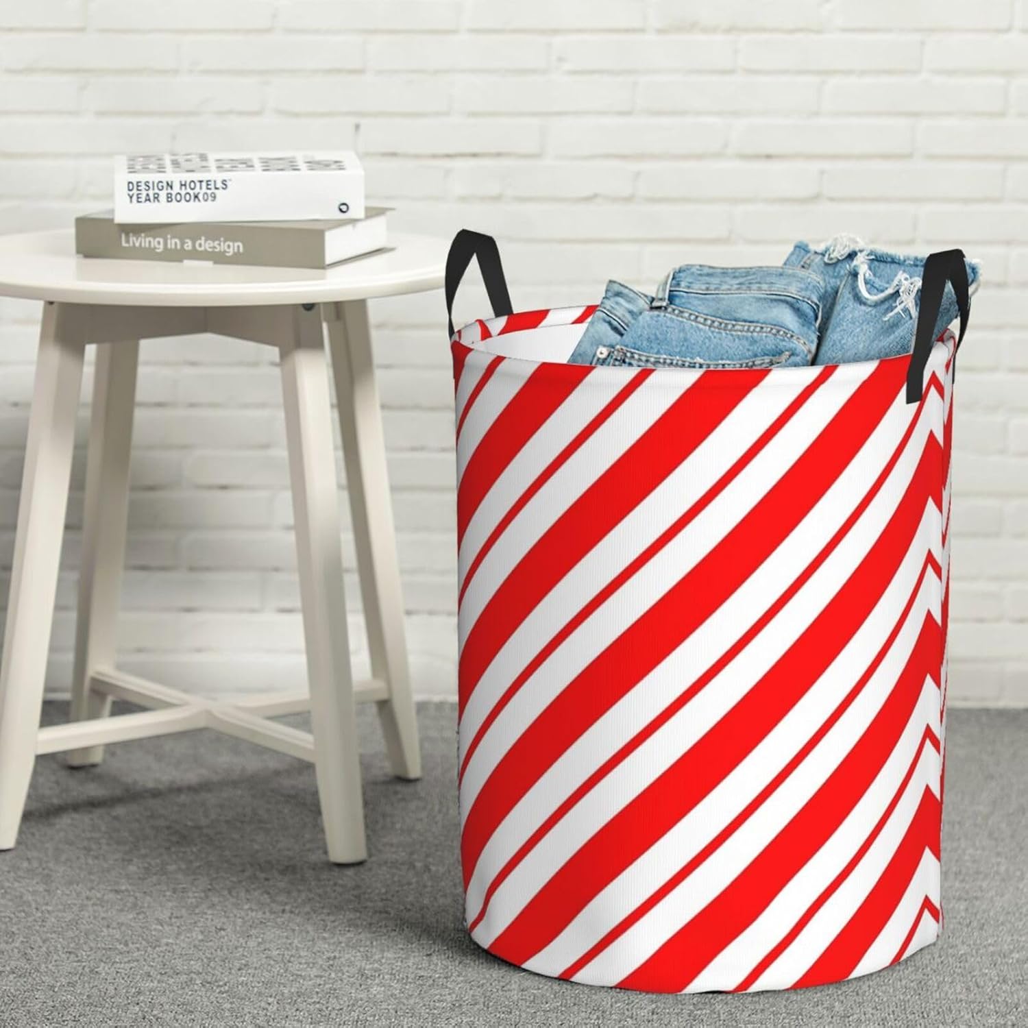 Peppermint Stripes Laundry Basket Waterproof Portable