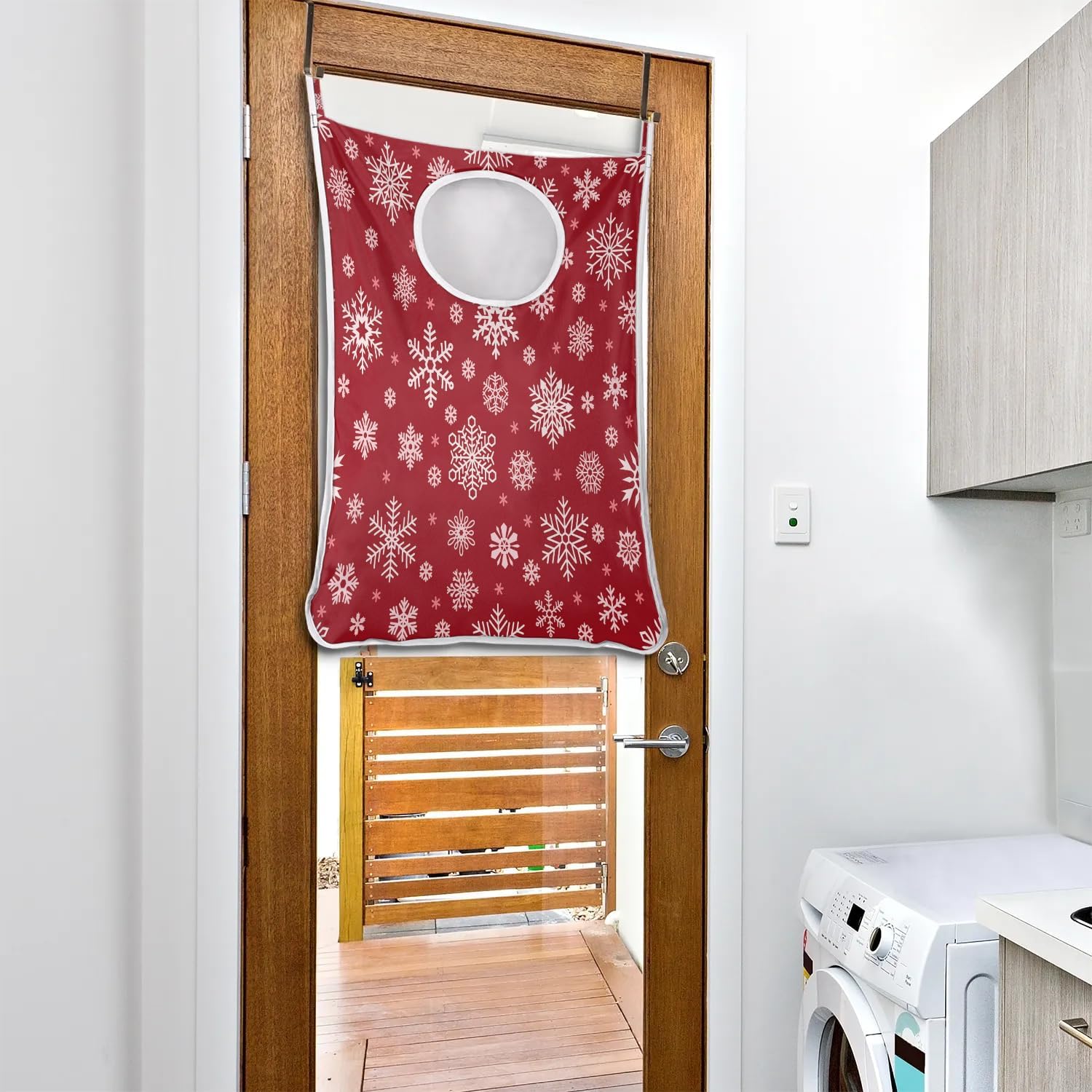 Foldable Christmas Snowflake Laundry Basket with Adhesive Hooks