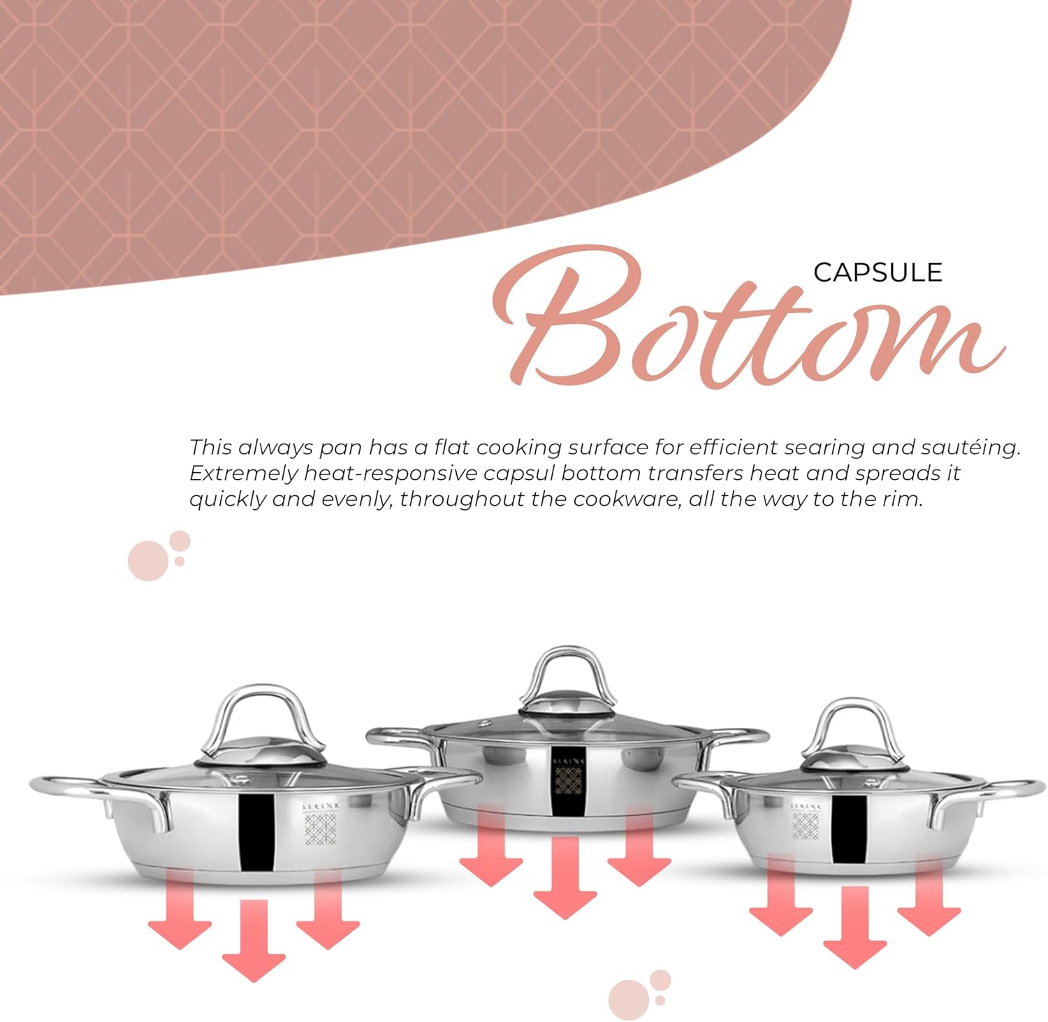 Serenk 7-Piece Stainless Steel Cookware Set for Home Use