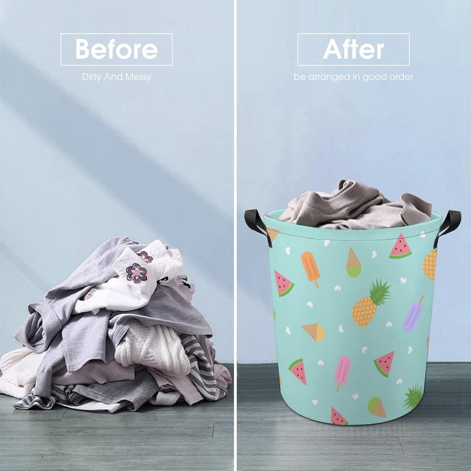Summertime Magic MEIKKO Fruit-Themed Waterproof Laundry Hamper