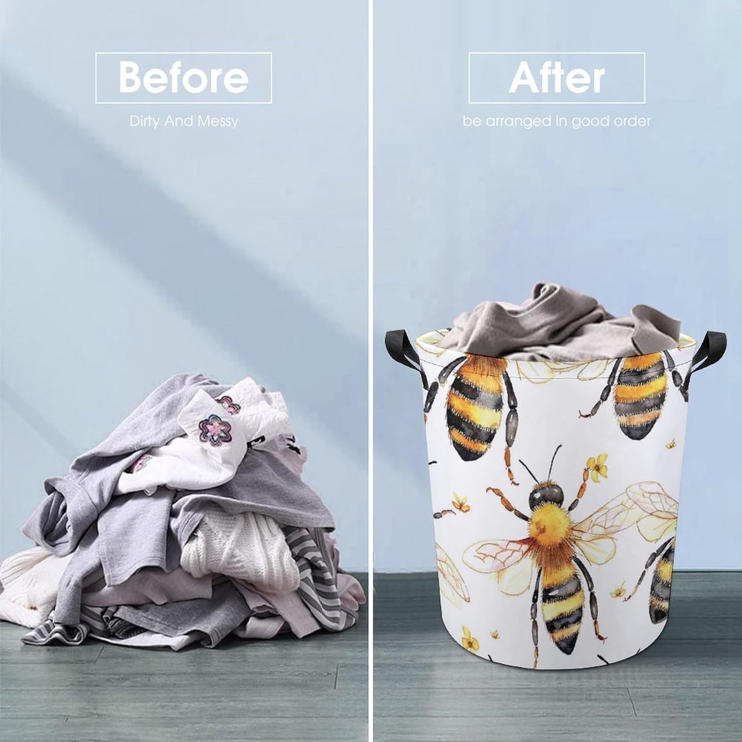 Organic Summer Design Meiko Bee Pattern Laundry Hamper