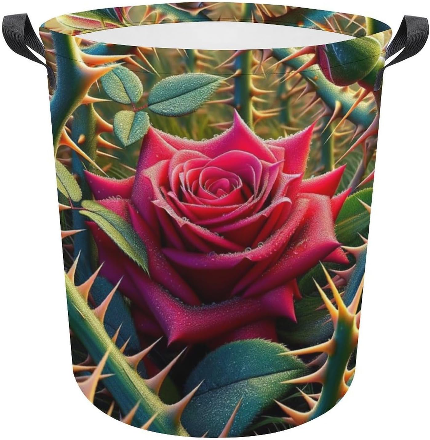 MEIKKO Rose Among Thorns Laundry Hamper Waterproof Collapsible