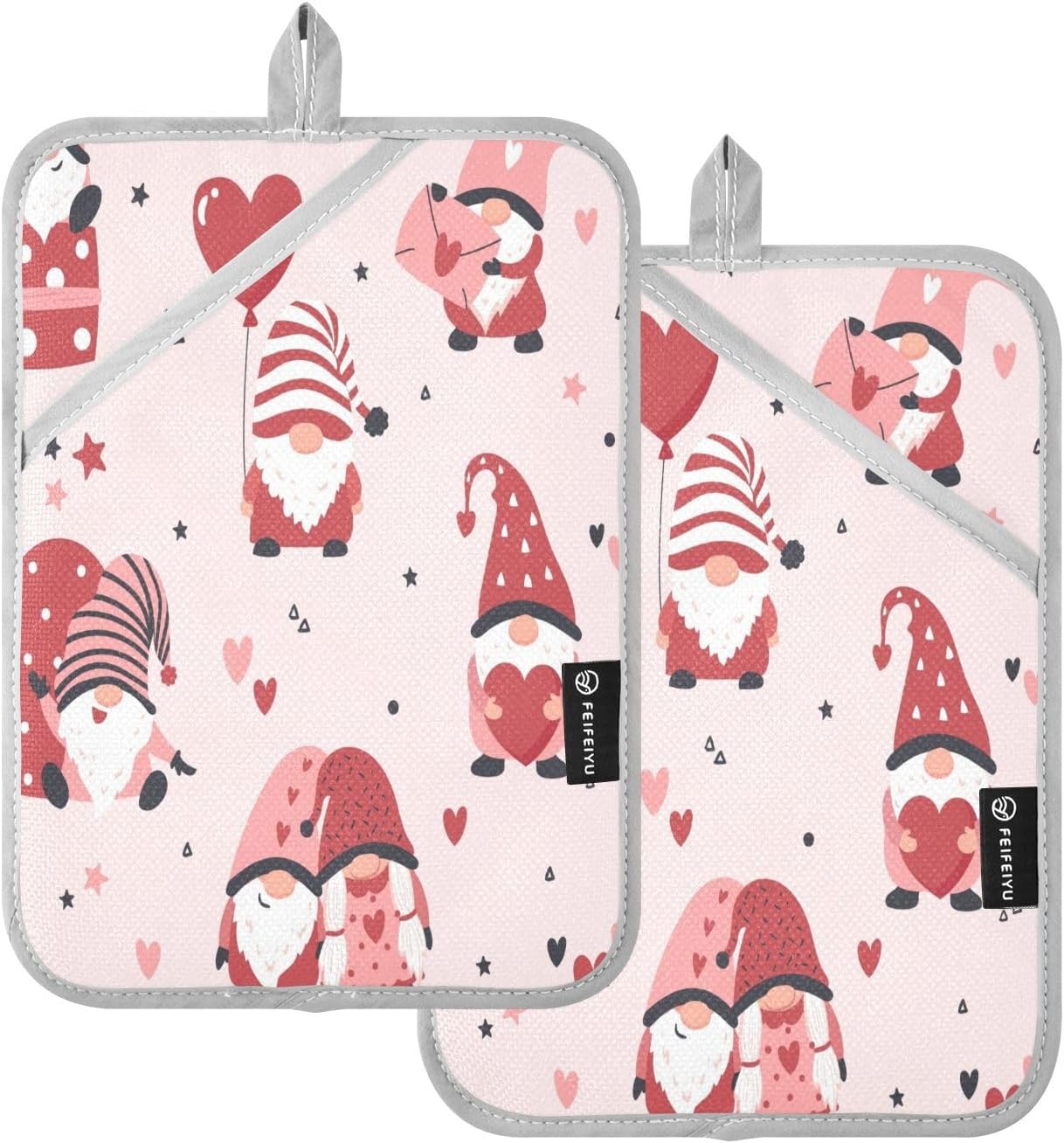 Kcldeci Cute Gnomes with Hearts Oven Mitts 2 Pack