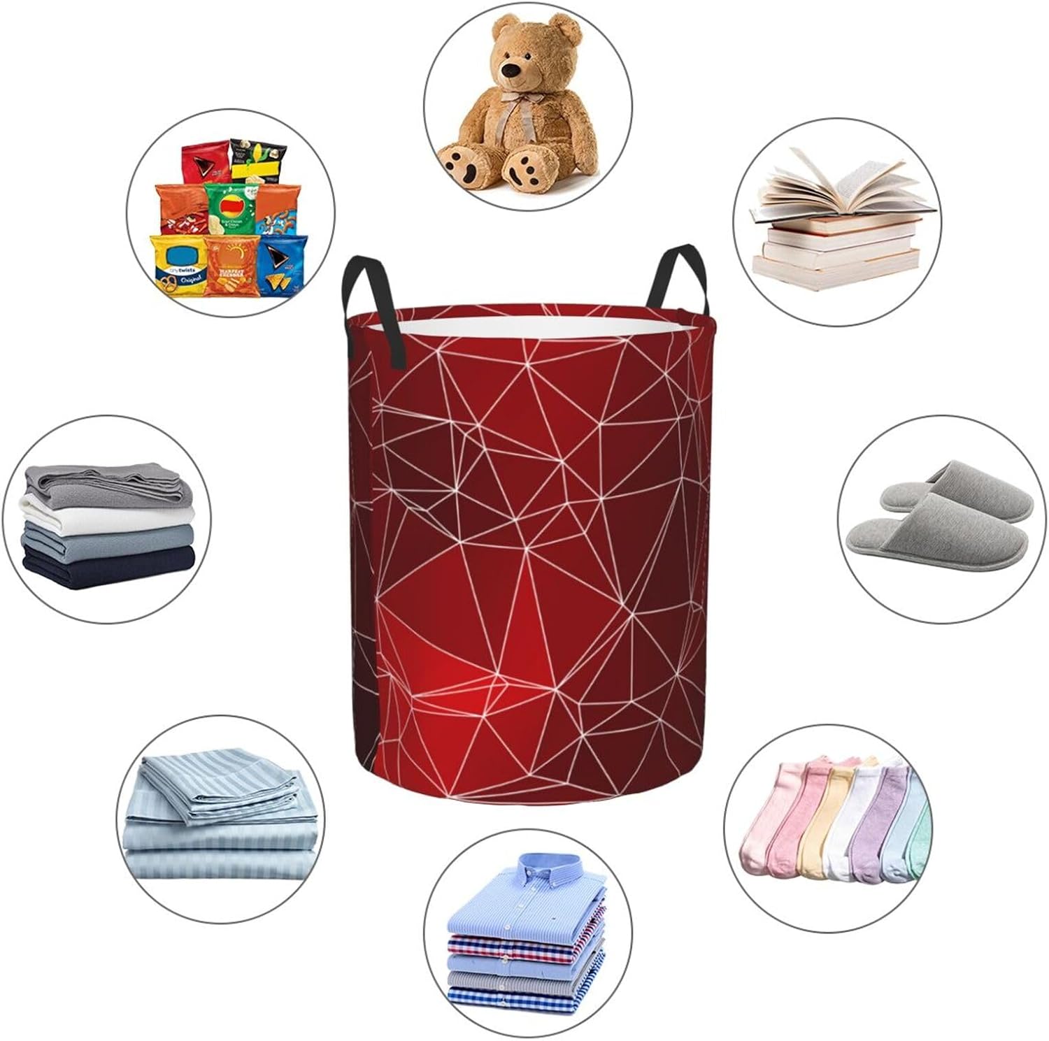 Sturdy Water-Resistant Geometric Laundry Basket with Handle
