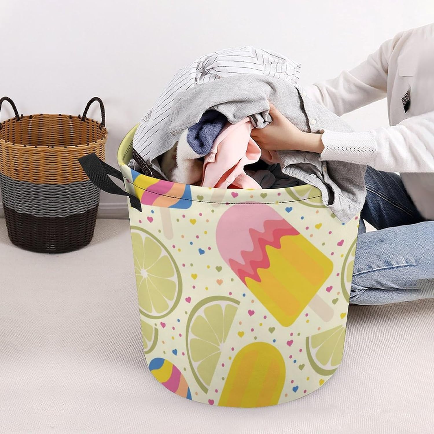 Lemon Ice Cream Laundry Hamper
