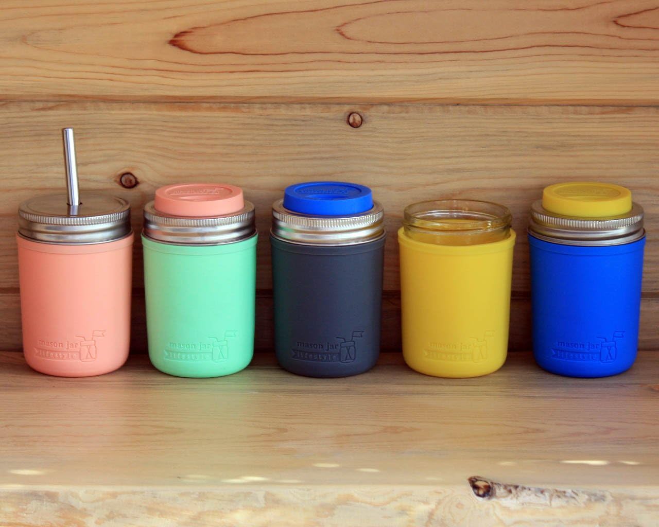 Mason Jar Silicone Lids with Rust-Proof Steel Bands 2-Pack