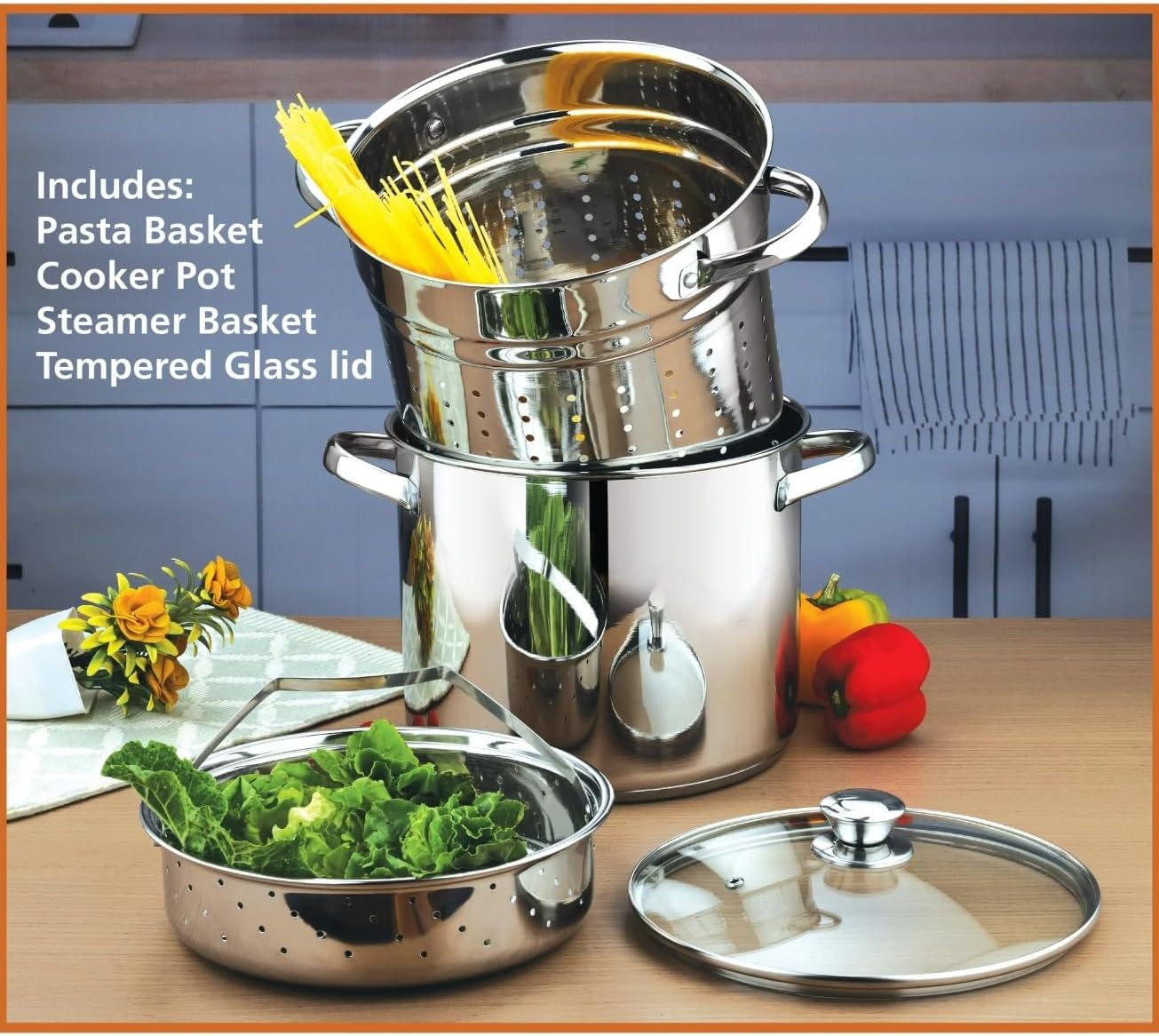 GDUFAMIU 8-Quart Multi-Cooker Set with Glass Lid