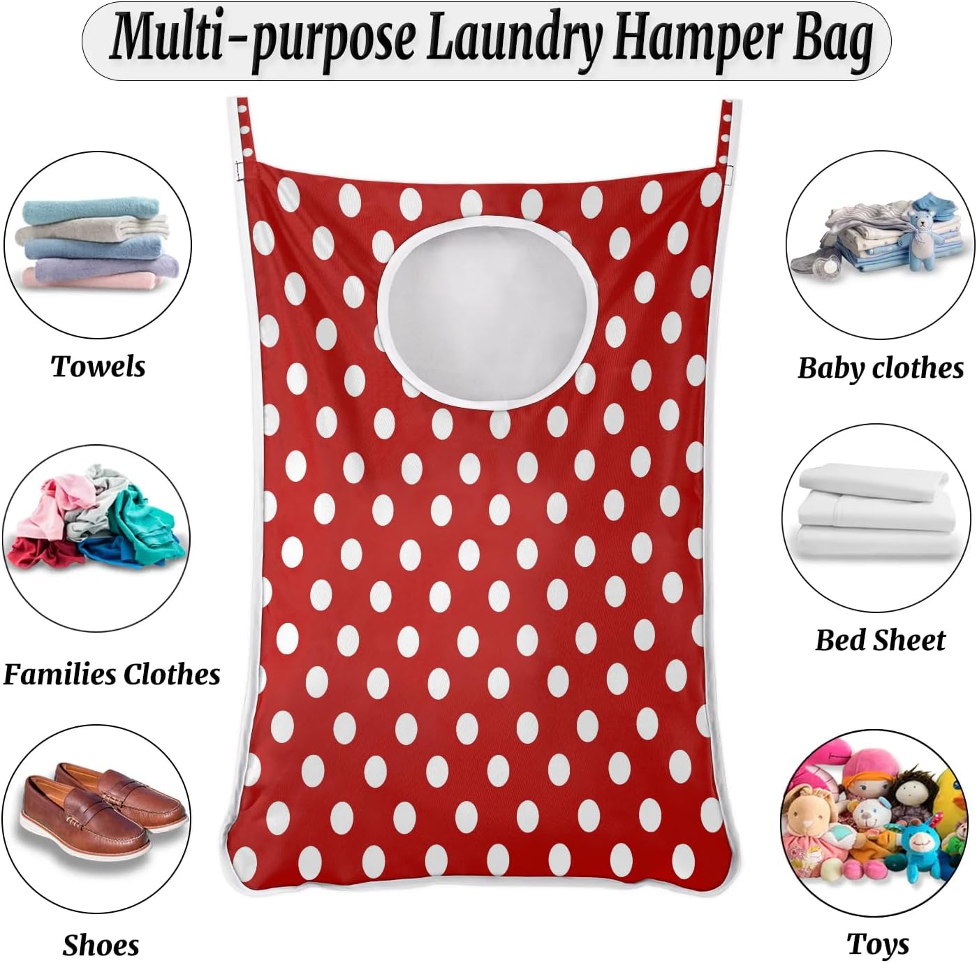 Foldable Portable Laundry Hamper Wall Hanging Organizer for Dirty Clothes