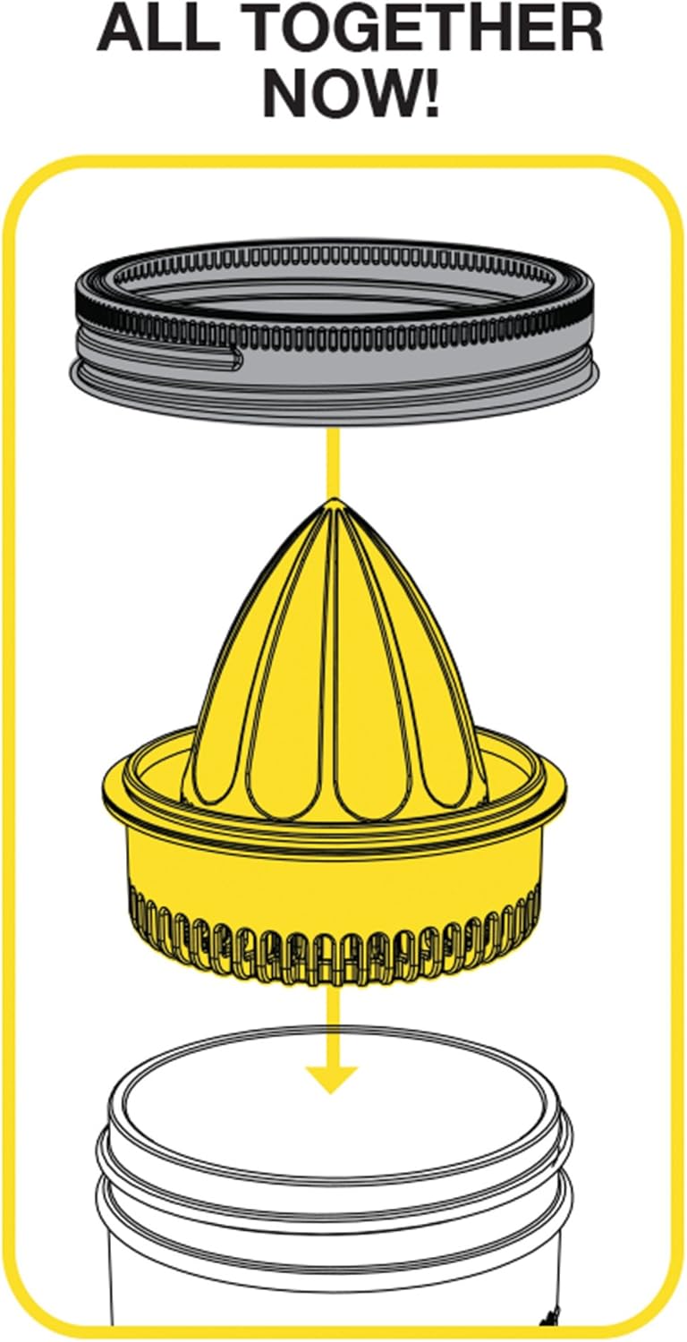 Jarware Wide Mouth Mason Jar Citrus Juicer Lid Yellow