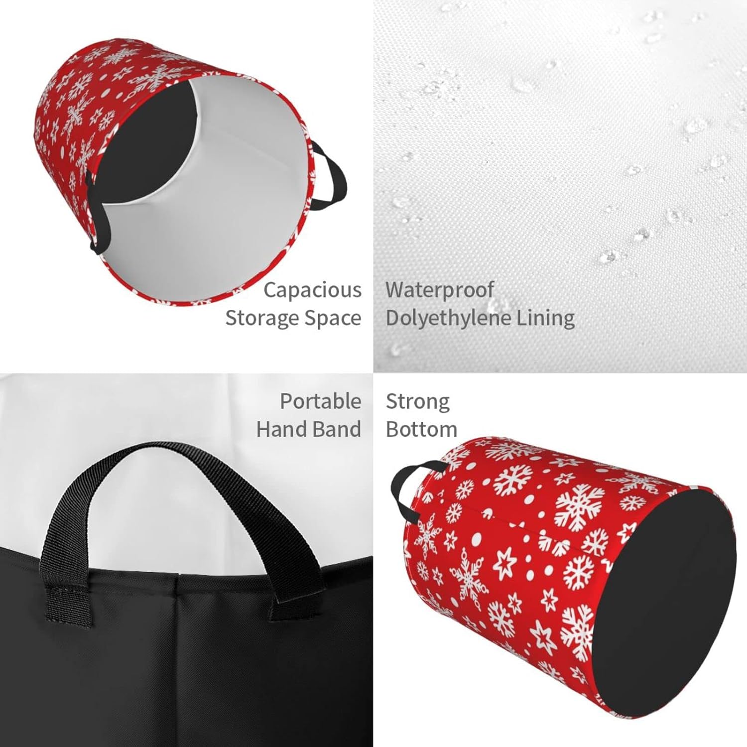 Collapsible Laundry Hamper with Handles Red