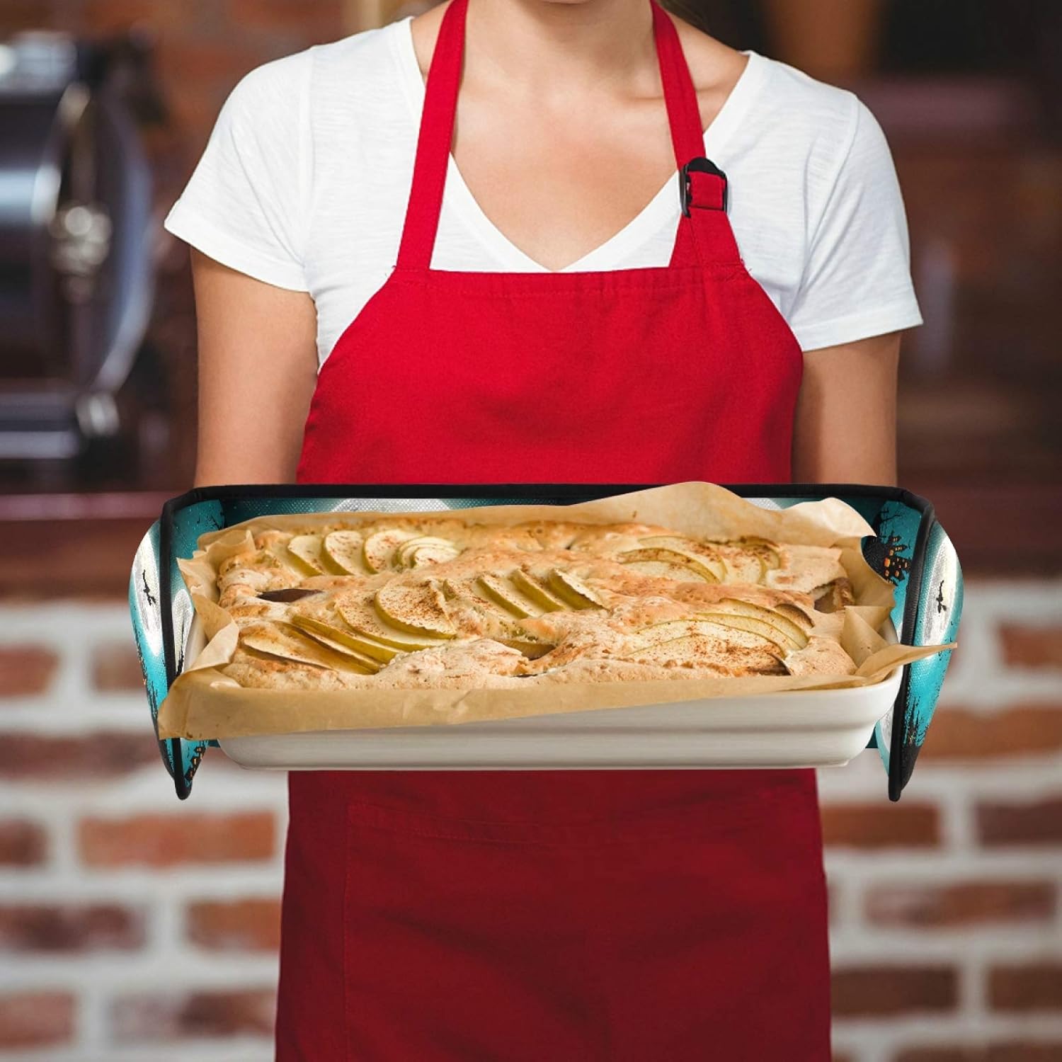 AUUXVA Long Double Oven Mitt for Baking Halloween