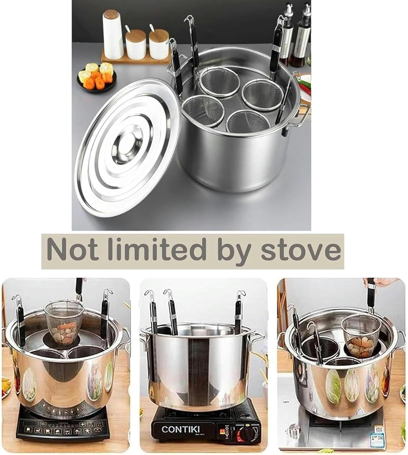Stainless Steel 3 Holes Pasta Cooker
