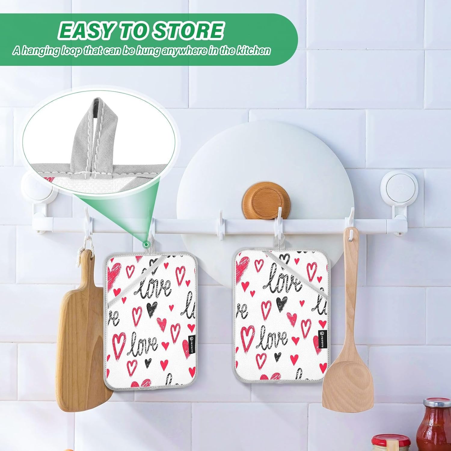 Kcldeci Hearts 2Pack Heat Resistant Oven Mitts