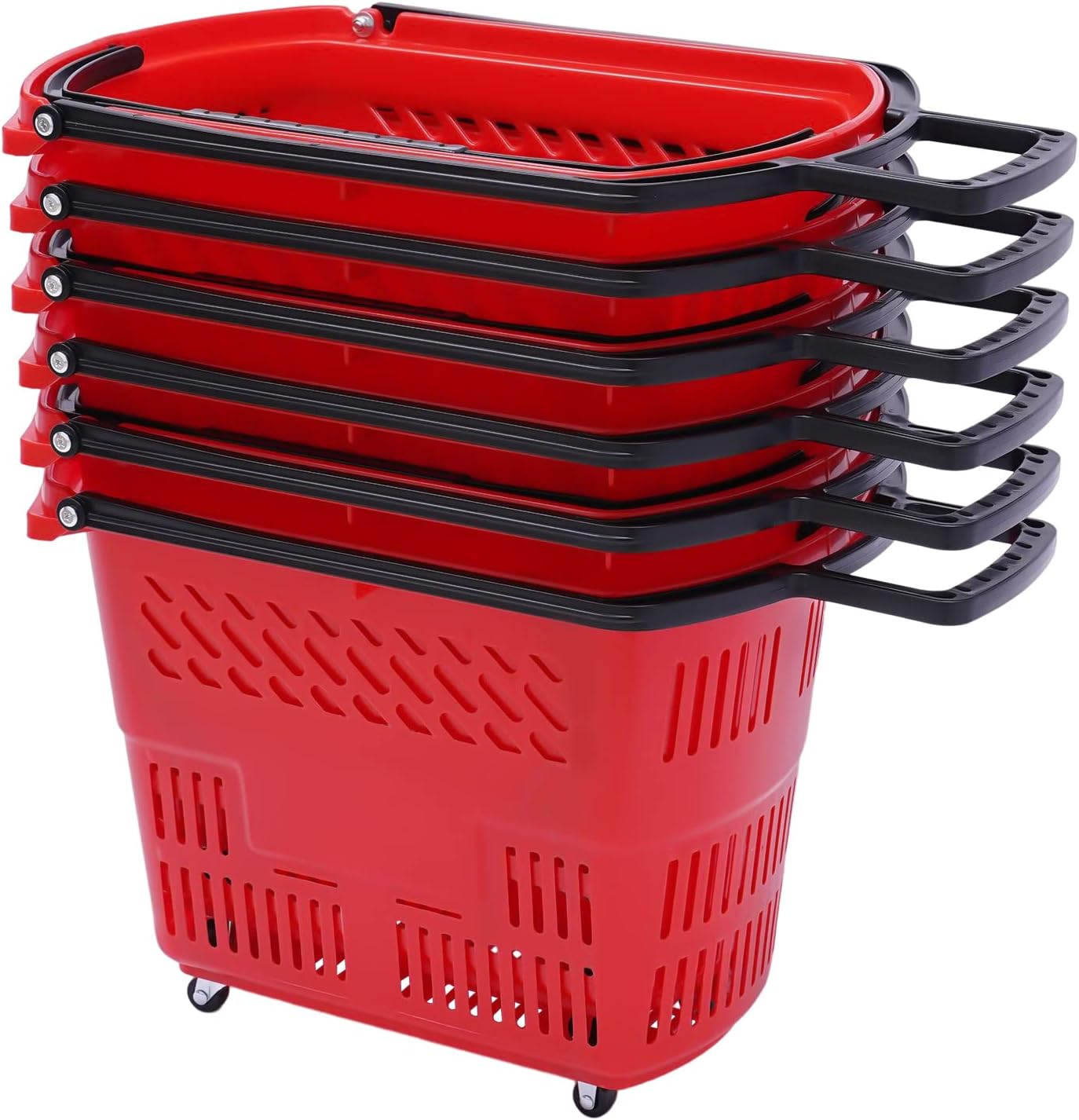Durable 6-Piece Rolling Shopping Cart with Wheels