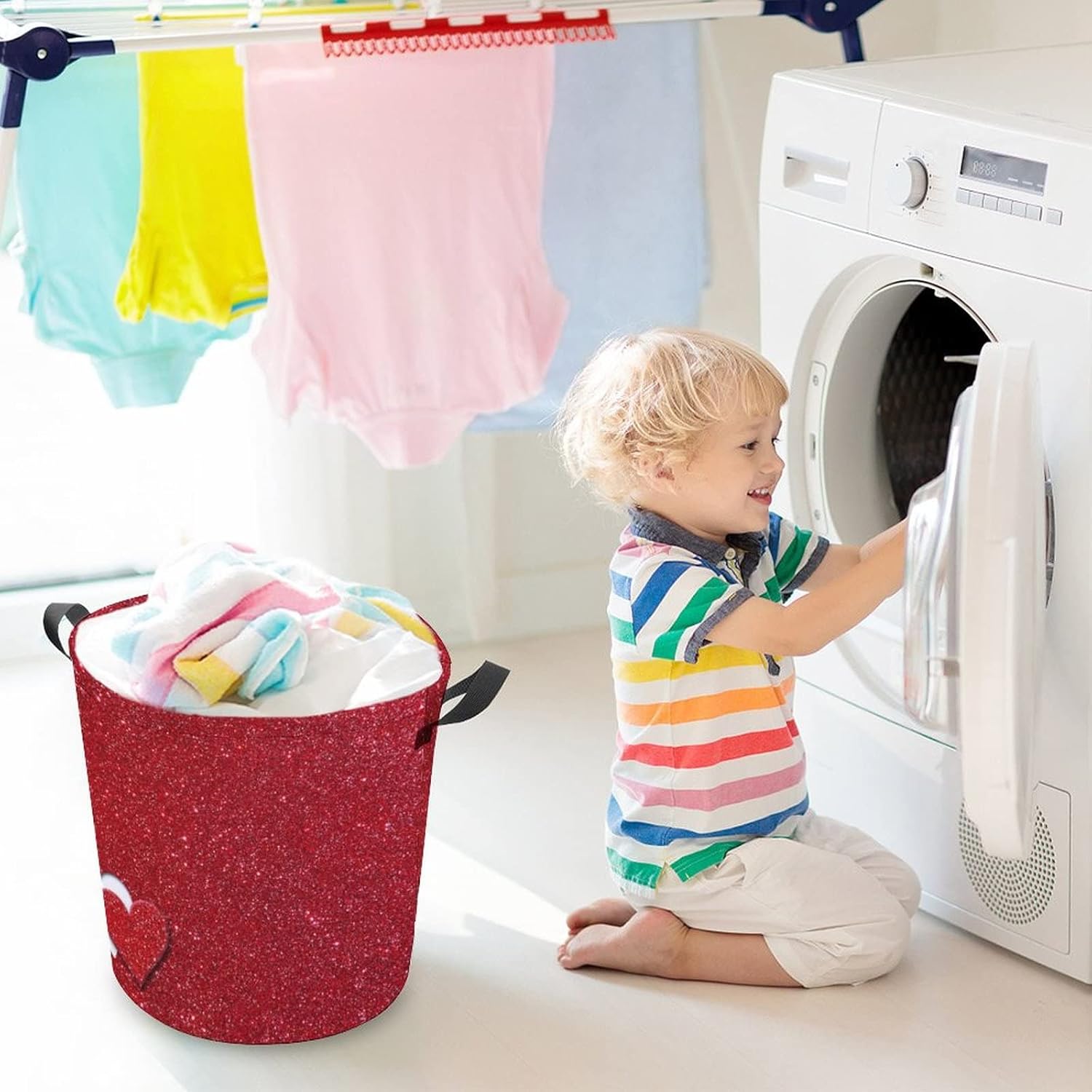 Collapsible Heart 3D Valentine Storage Hamper for Washroom