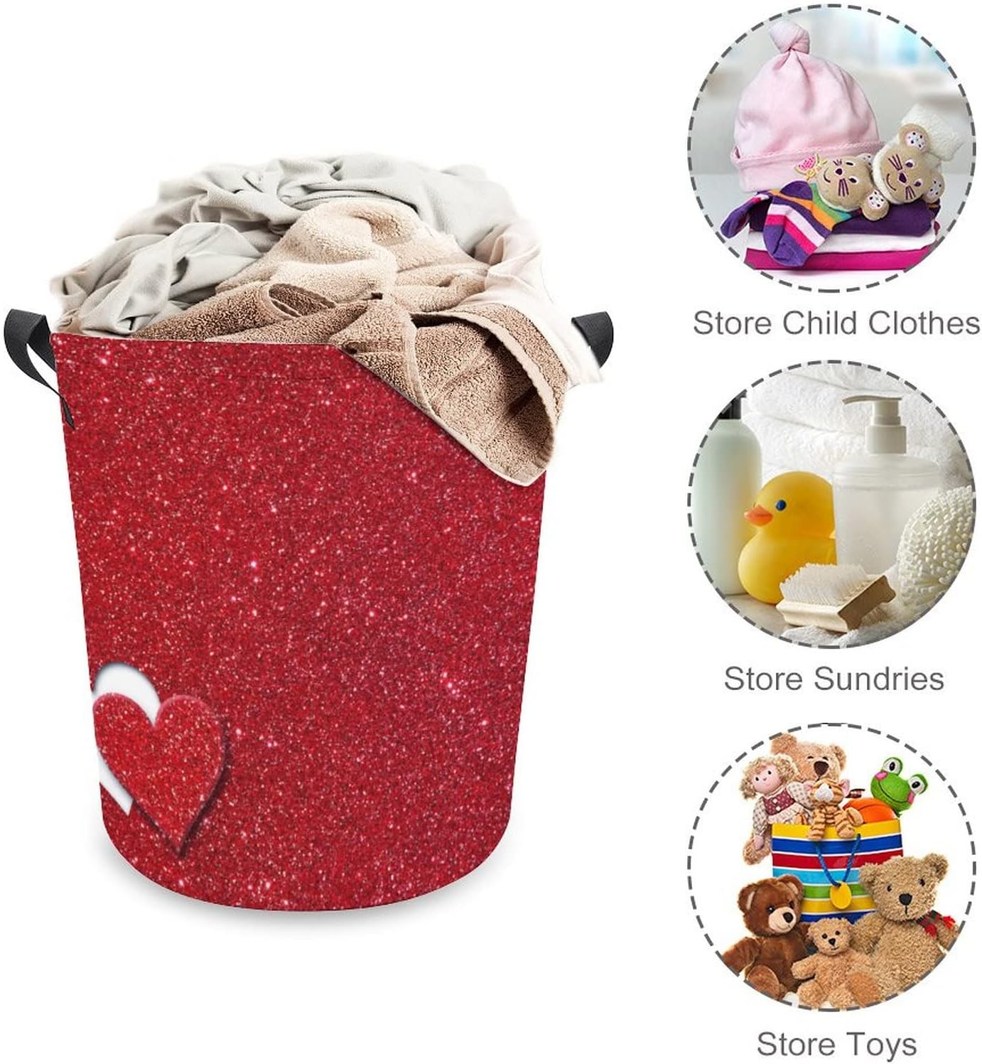 Collapsible Heart 3D Valentine Storage Hamper for Washroom