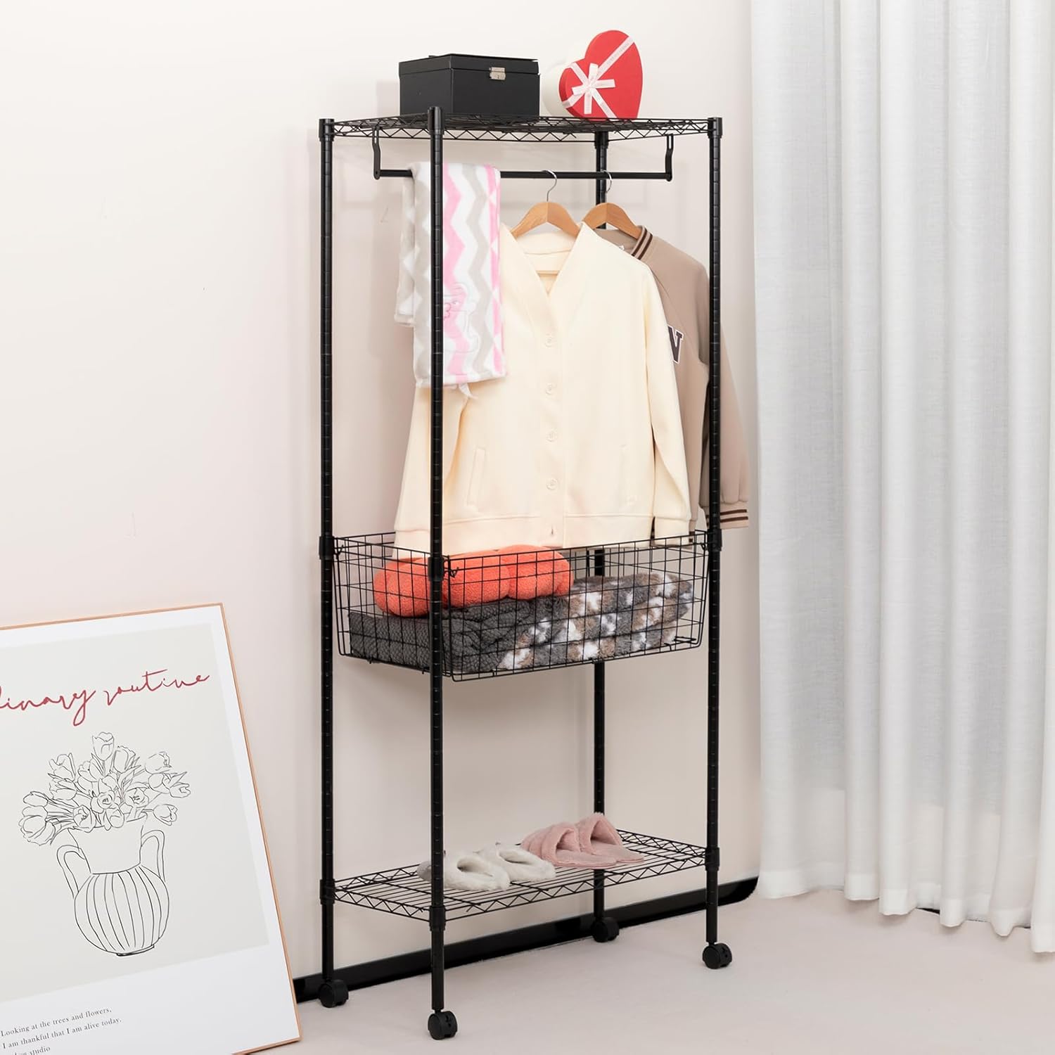 Clothes Hanger Basket Organizer