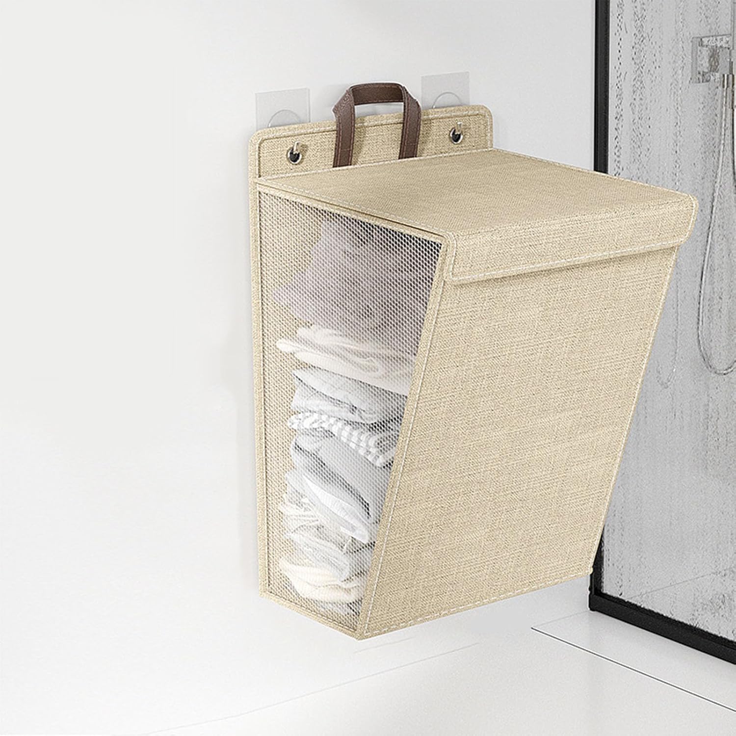 Wall Mounted Foldable Laundry Basket with Handles for Bedroom