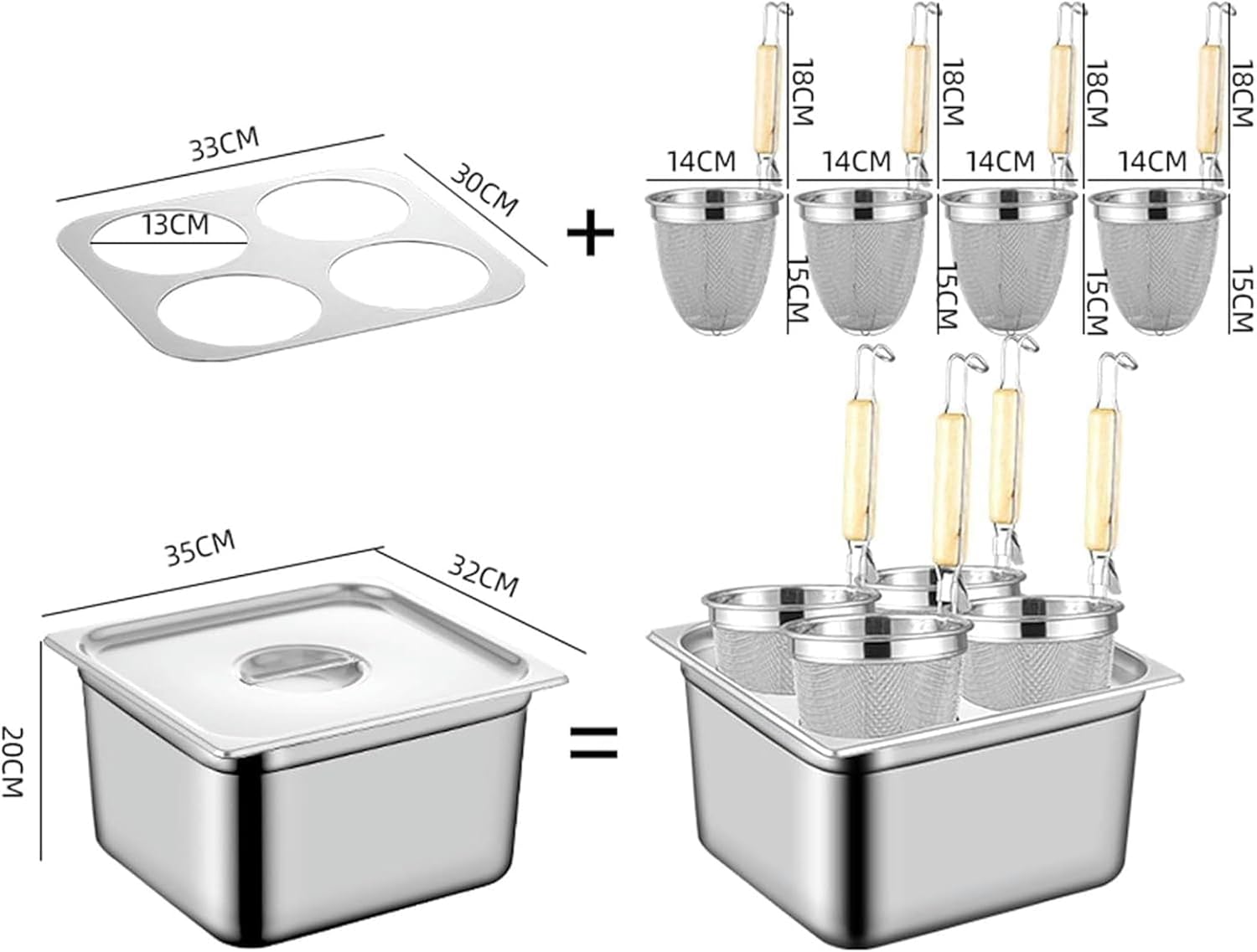 AttreX 4-Hole Stainless Steel Pasta Pot with Strainer