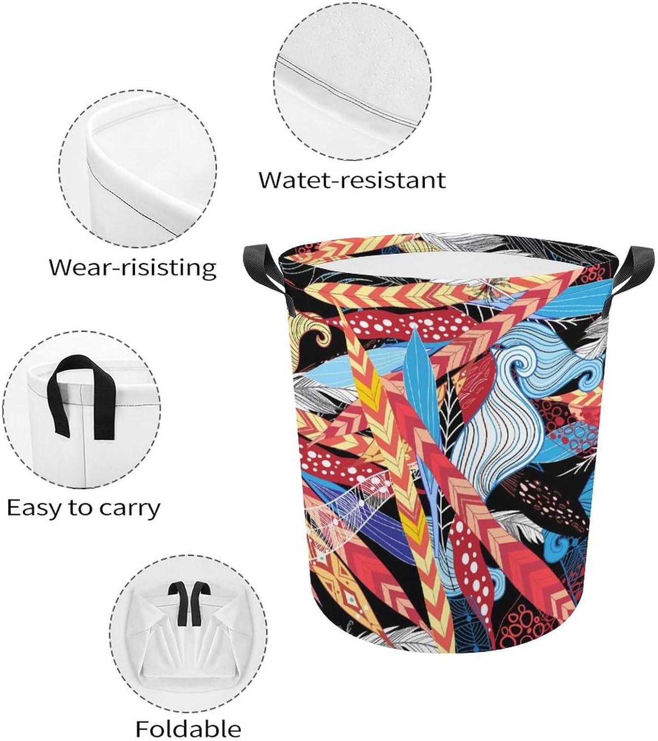 Meiko Leaves FEATHERS embellished Vintage Laundry Hamper