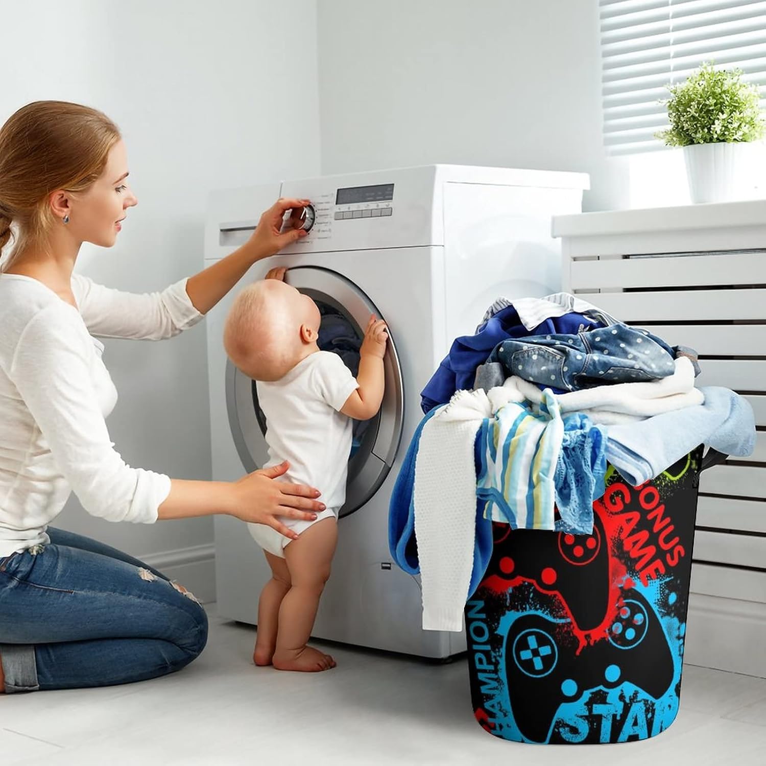 Red Game Joystick Collapsible Laundry Baskets