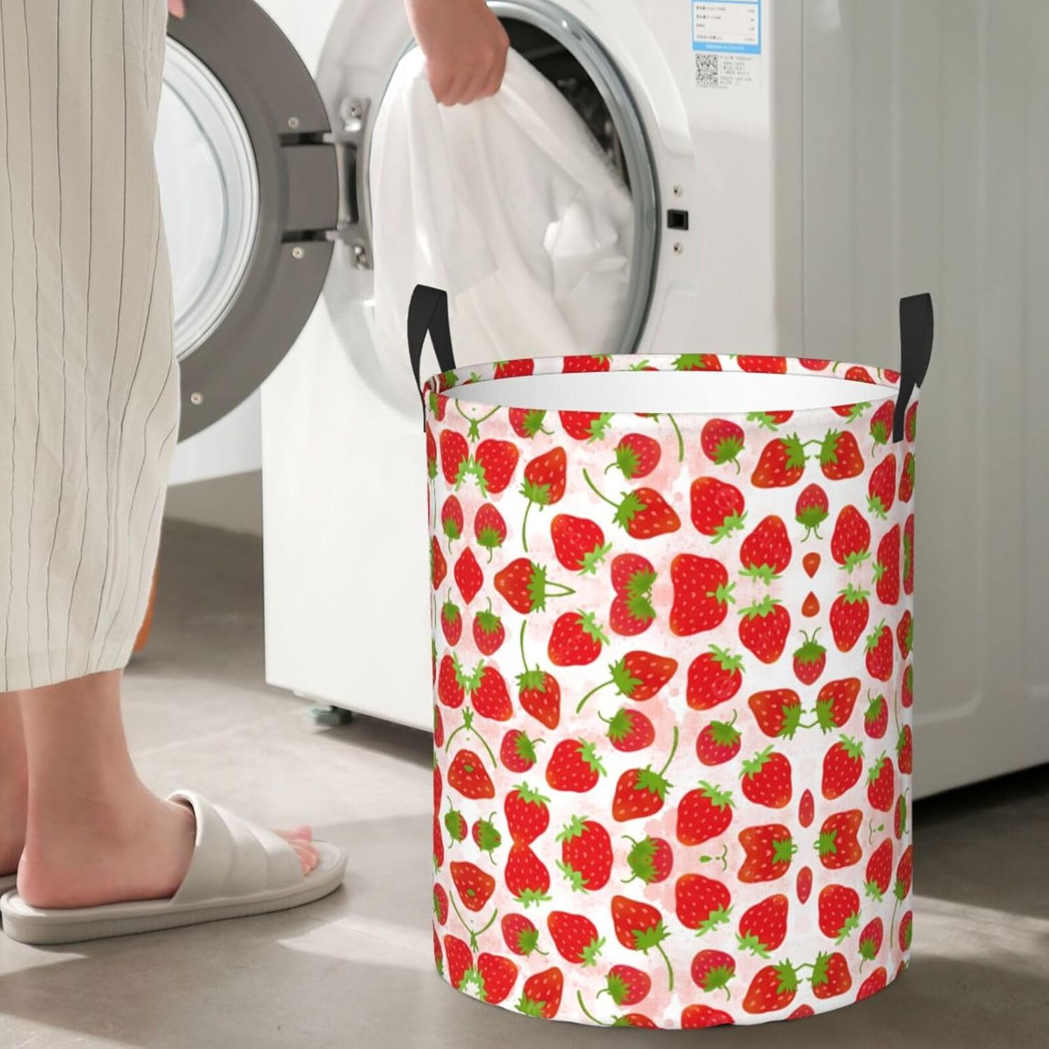 Strawberry Circular Hamper Stylish Storage Solution for Laundry