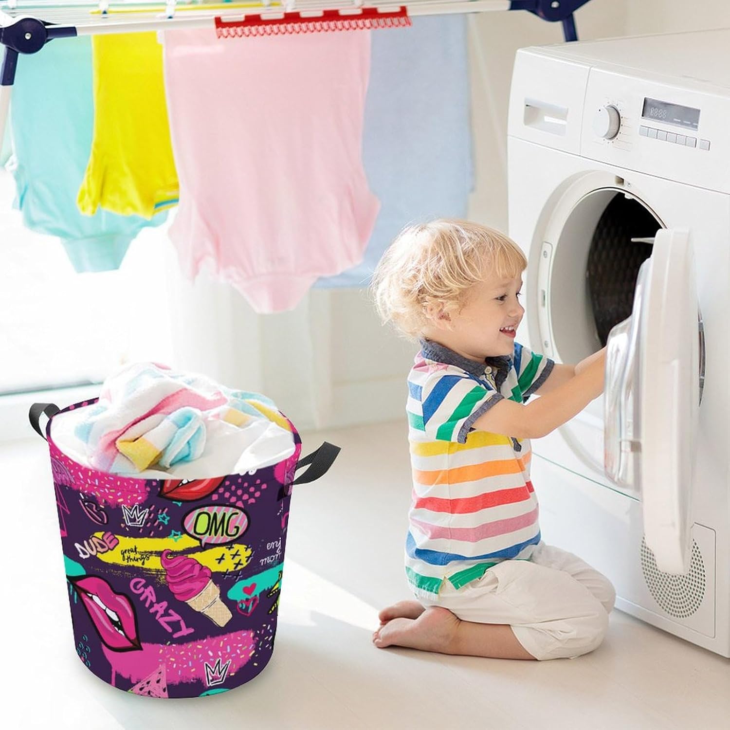 Collapsible Ice Cream Laundry Hamper
