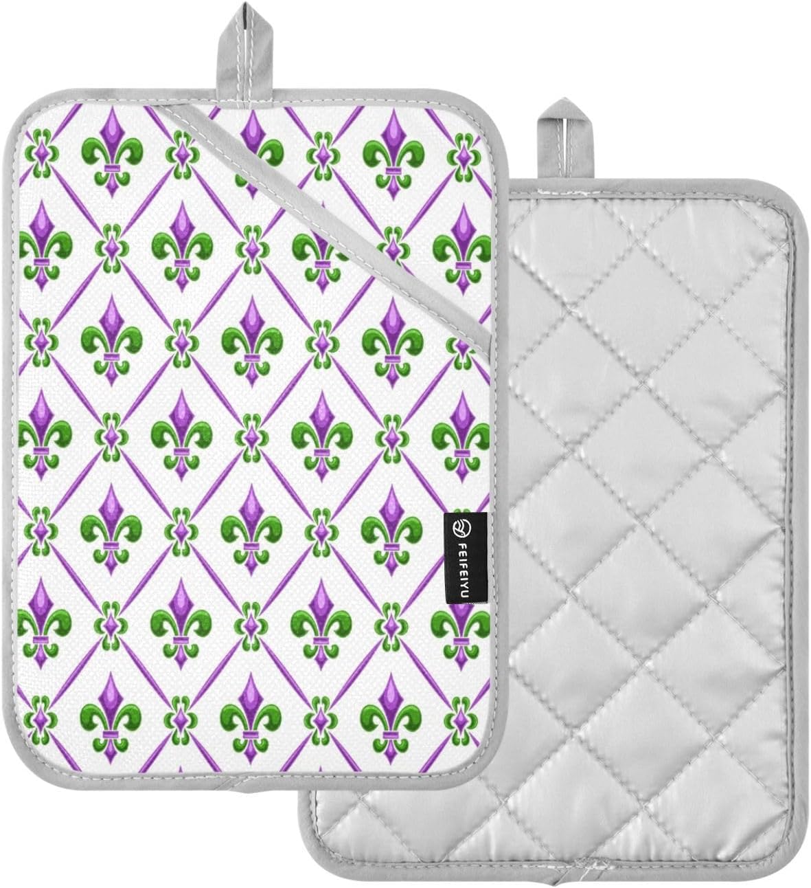 Kcldeci Fleur De Lis Square 2-Pack Potholders Heat-Resistant Kitchen Essential