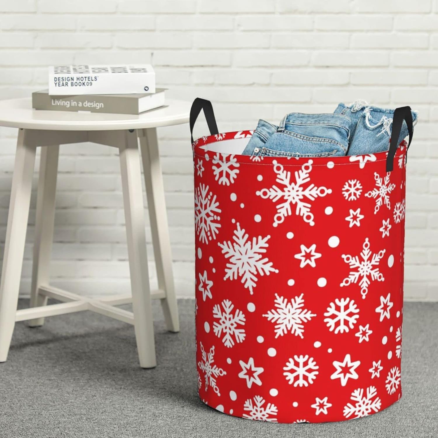 Collapsible Laundry Hamper with Handles Red