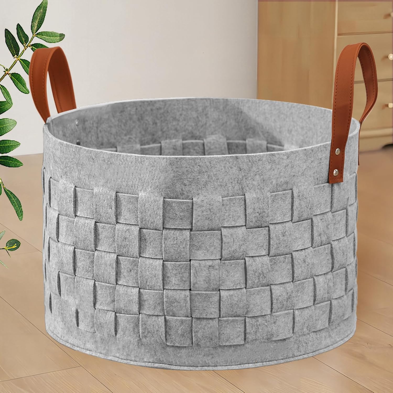 Charming Durable Felt Laundry Basket for Safe Storage