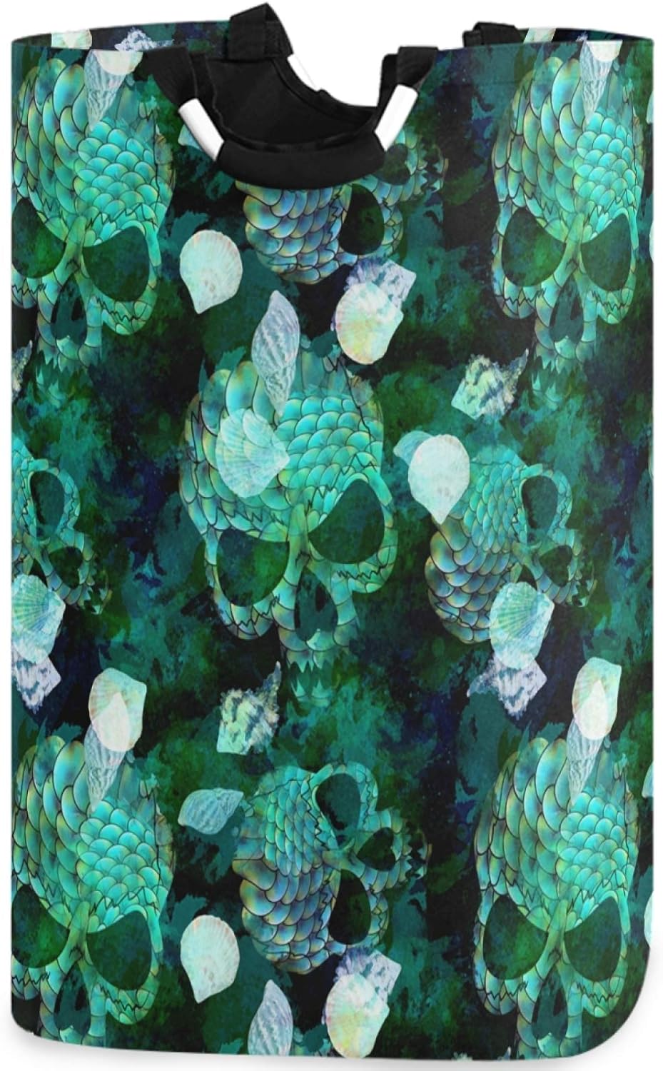 Visesunny Mermaid Scale Seashell Large Capacity Laundry Basket