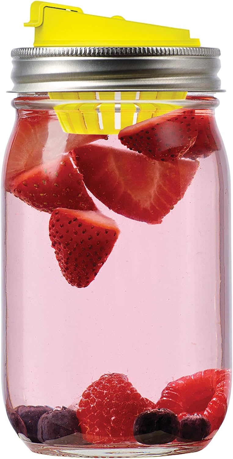 Claires Lemonade Stand Mason Jar Fruit Infuser Lid Yellow Set of 2