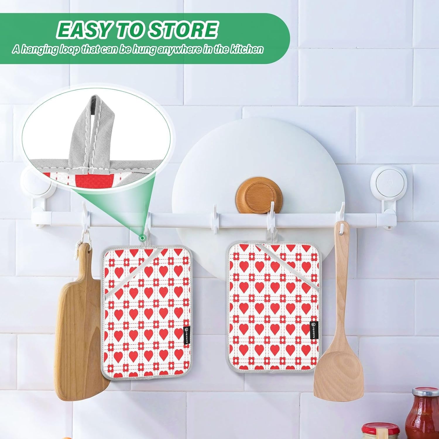KCldeci Geometric Love 2-Pack Pot Holder Set - Heat-Resistant Durable