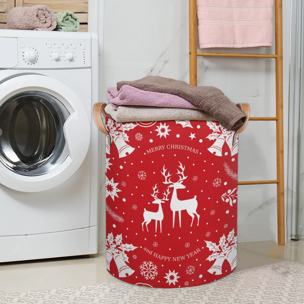 Christmas Deer Collapsible Laundry Basket Eco-Friendly Storage Hamper