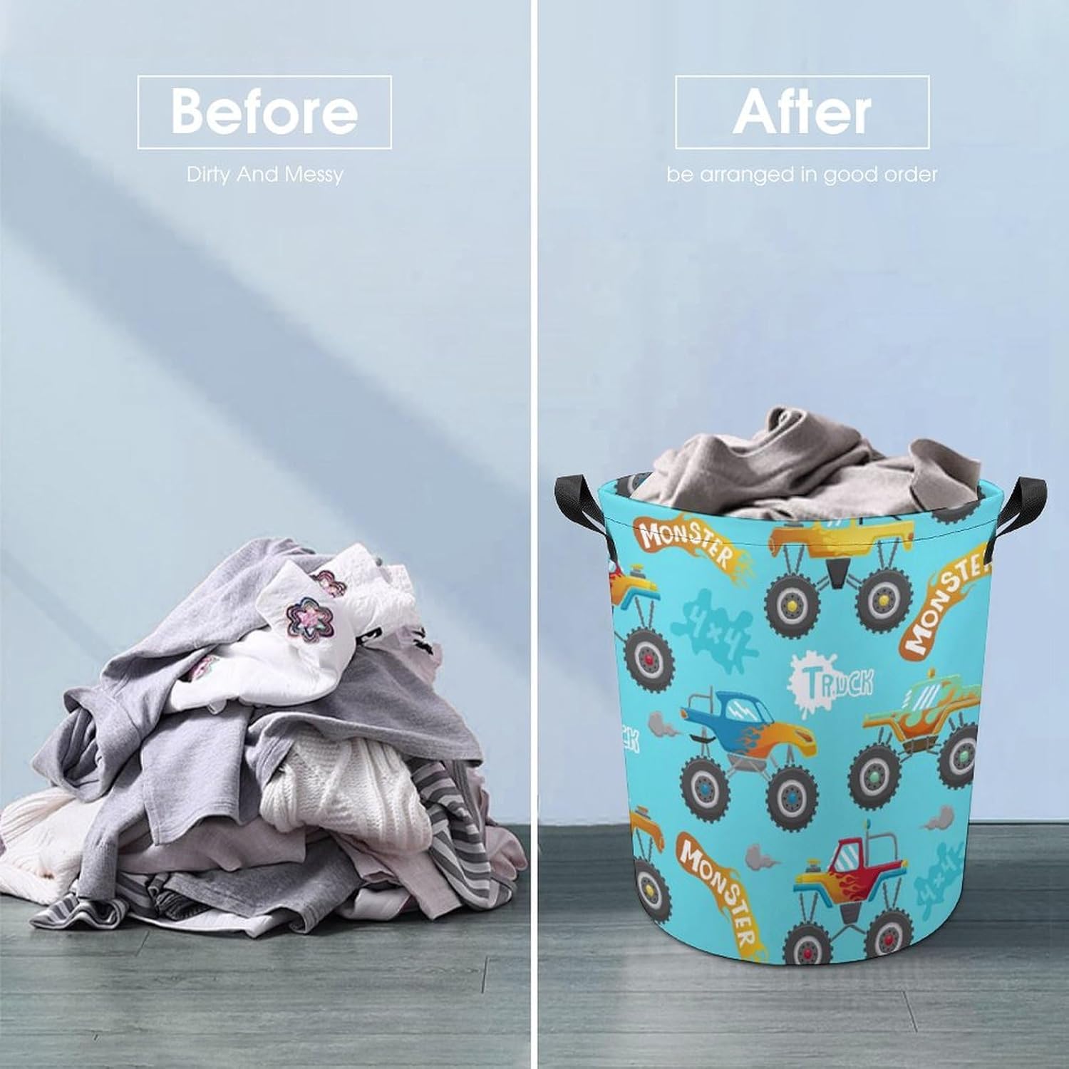 MEIKKOMonster Truck Cartoon Laundry Basket