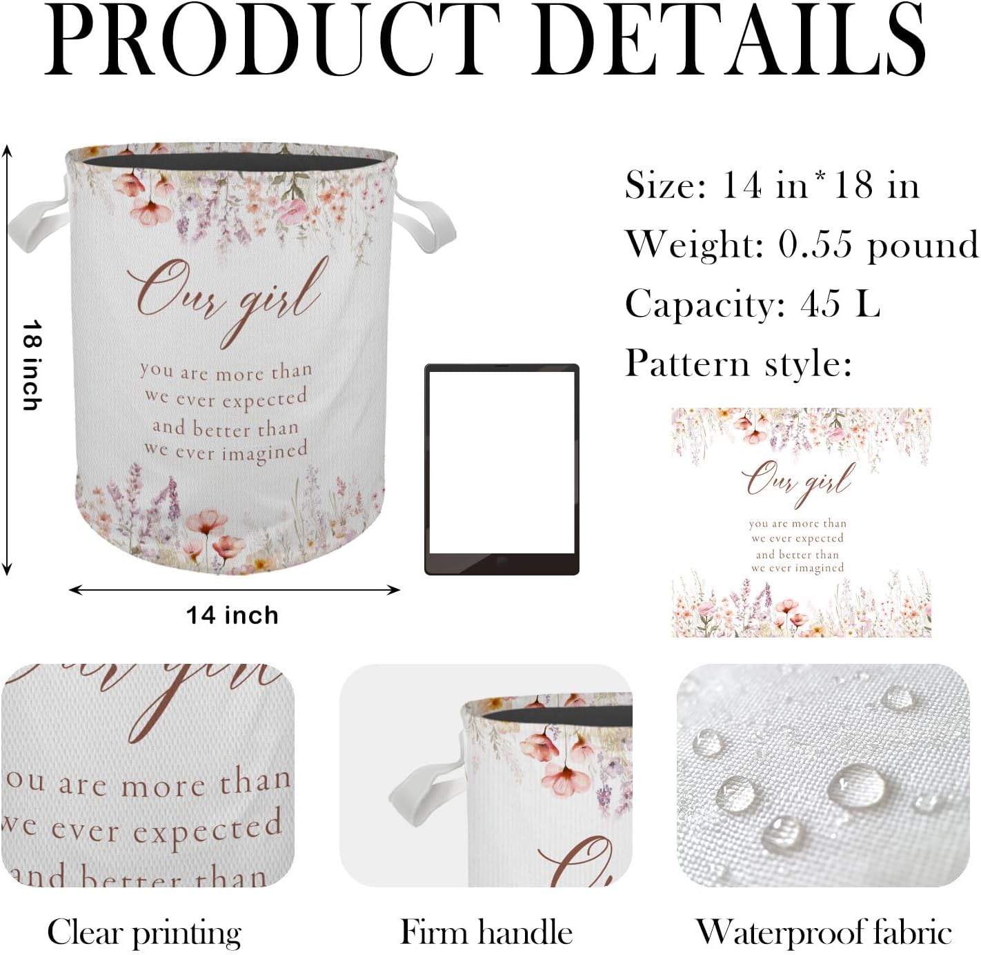Cozy Boho Floral Baby Girl Laundry Basket