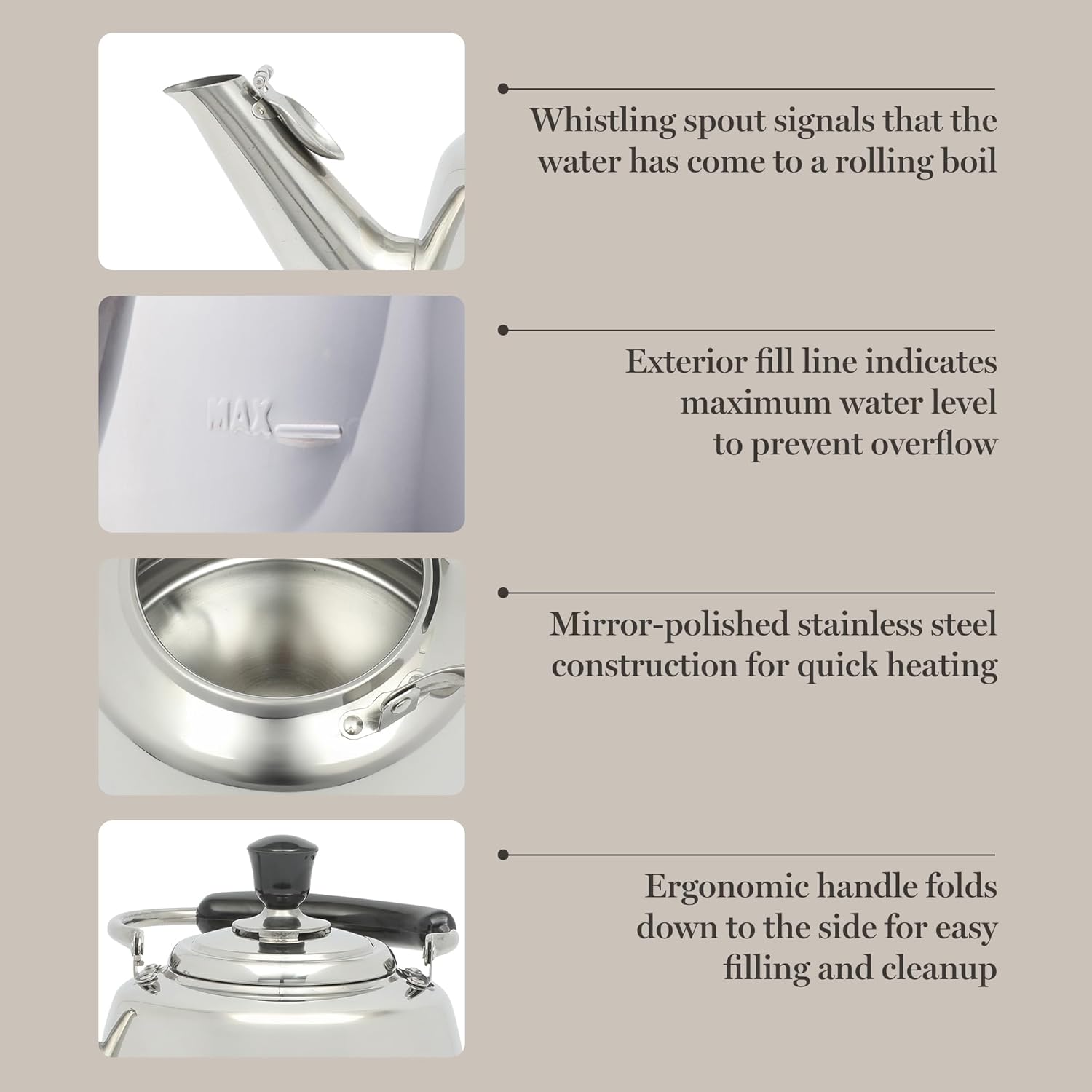 Martha Stewart KingSTRE Large 2 Qt Steam Kettle - Elegant Functional