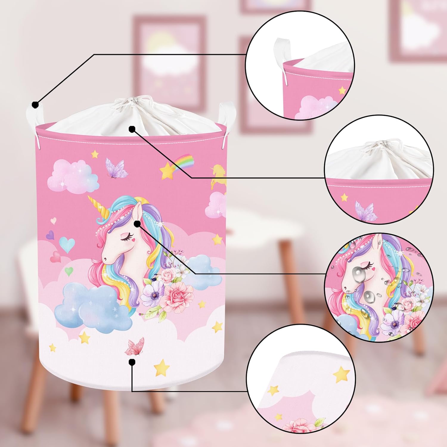 Clastyle Pink Unicorn 45L Storage Basket for Girls