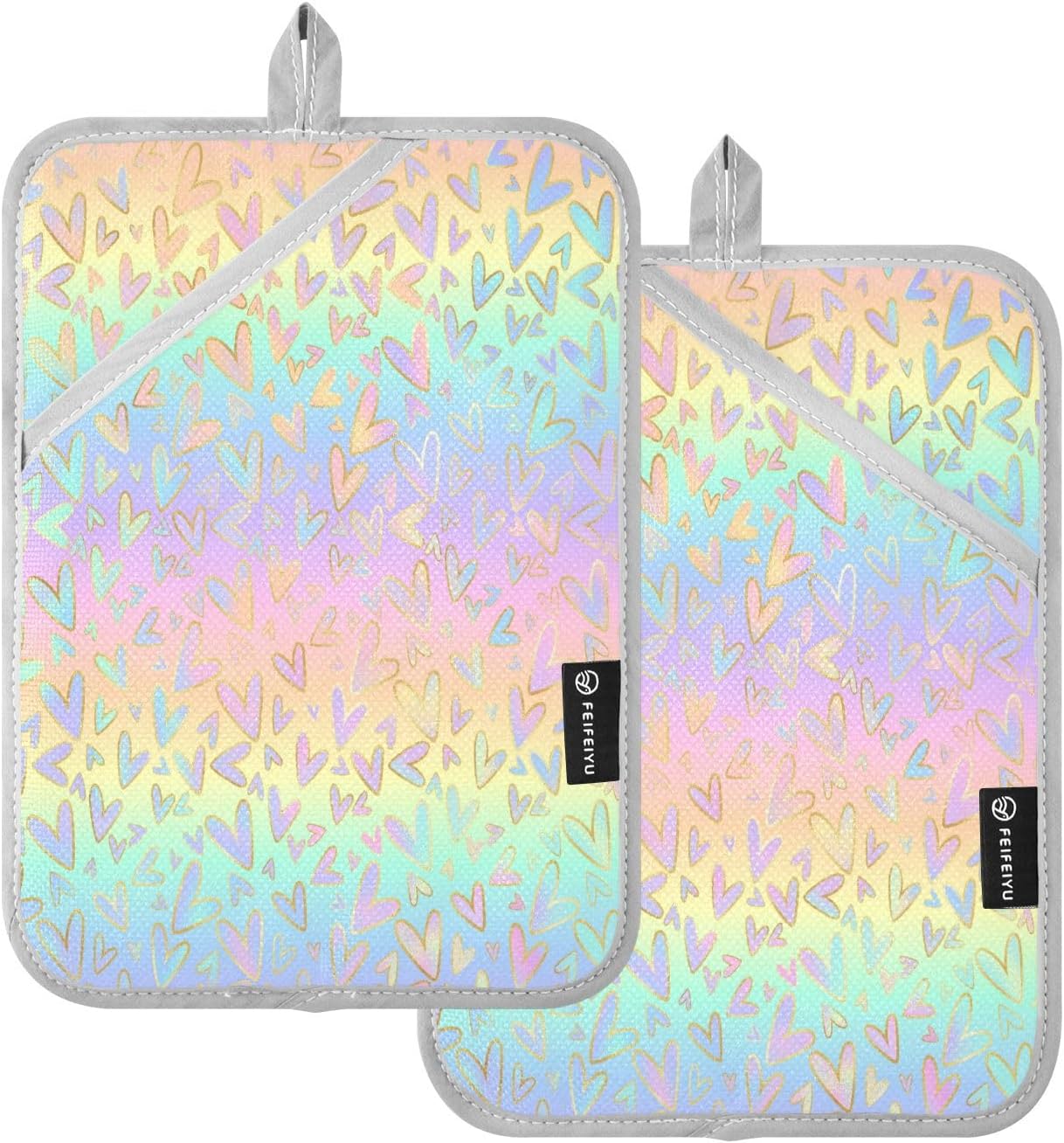Kcldeci Gradient Leopard Oven Mitts 2Pack Heat Resistant Potholders