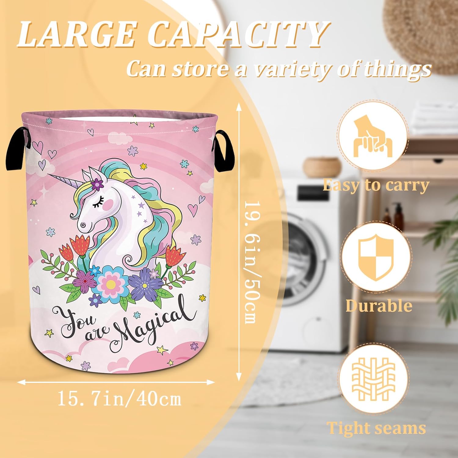 Waterproof Foldable Laundry Hamper Pink Floral Design by SLHFDKL