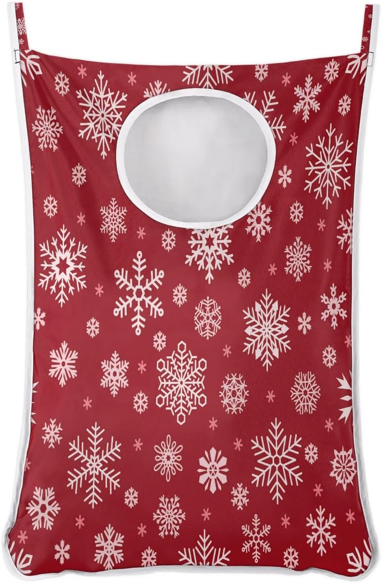 Foldable Christmas Snowflake Laundry Basket with Adhesive Hooks