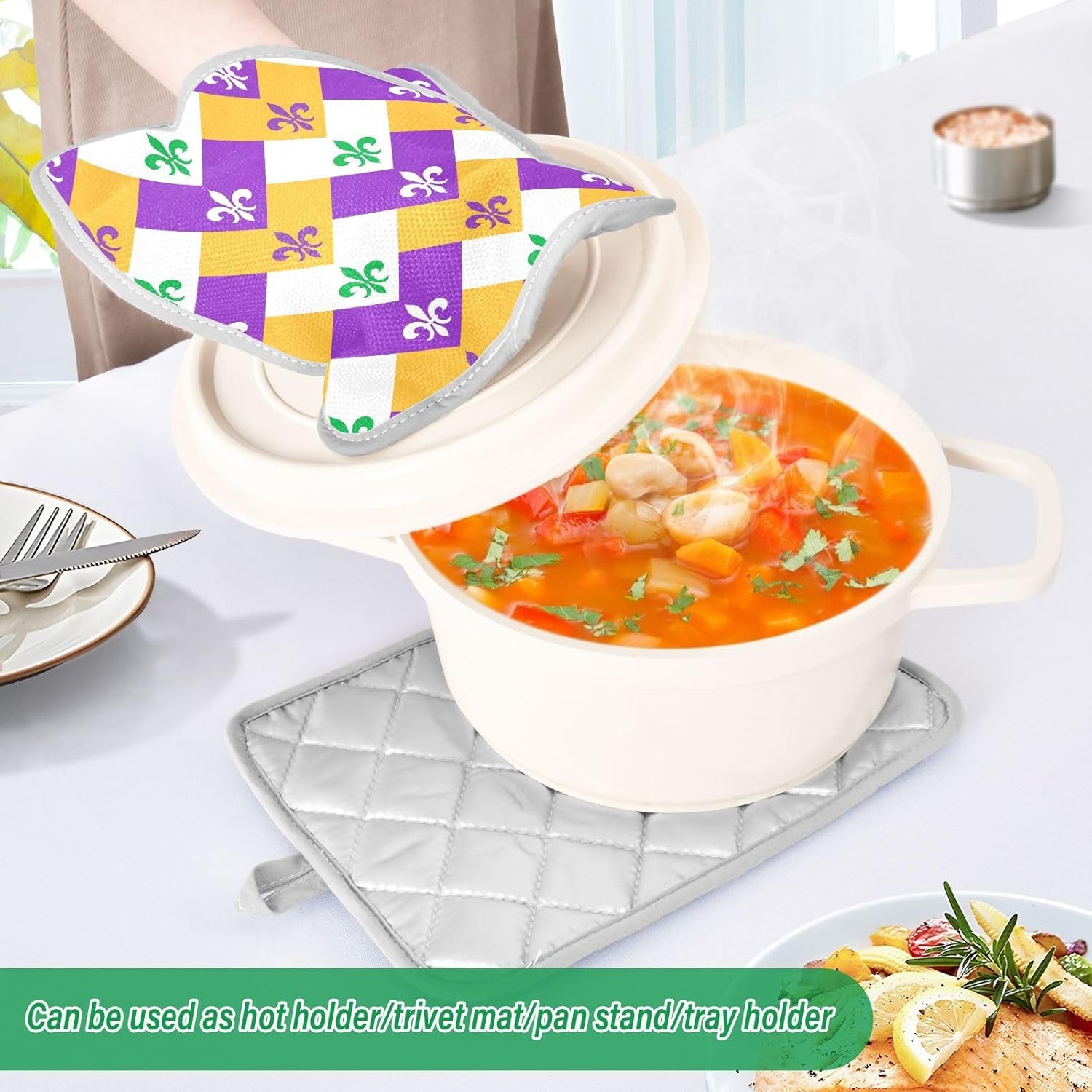 Vibrant Geometric POTHolders for Cooking Heat Resistant Durable Two-Piece Set