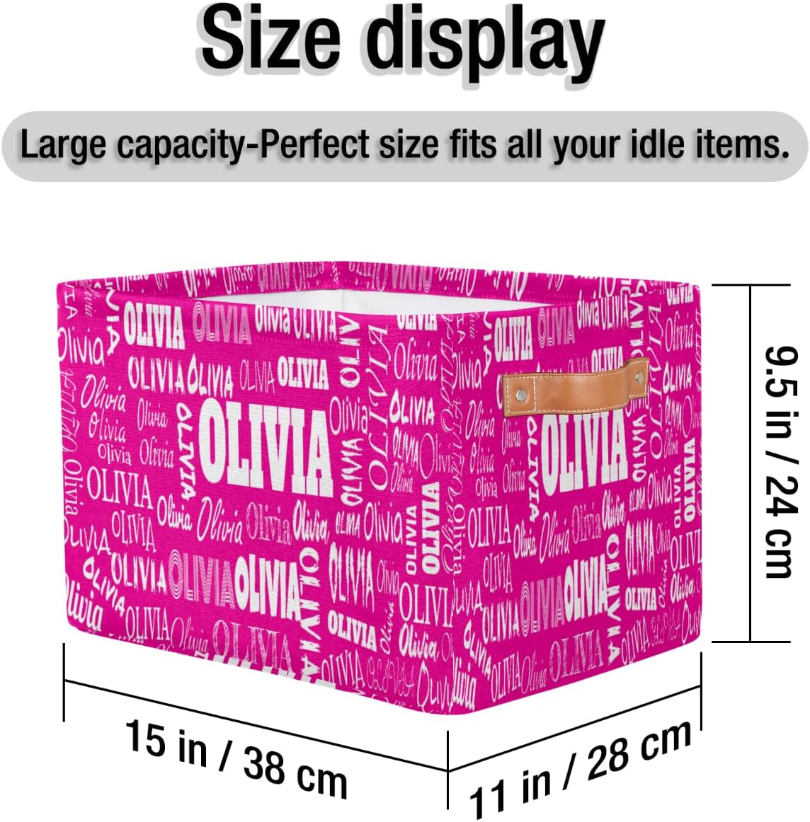 Personalized Storage Basket with Name Laundy Bin for Home Kitchen