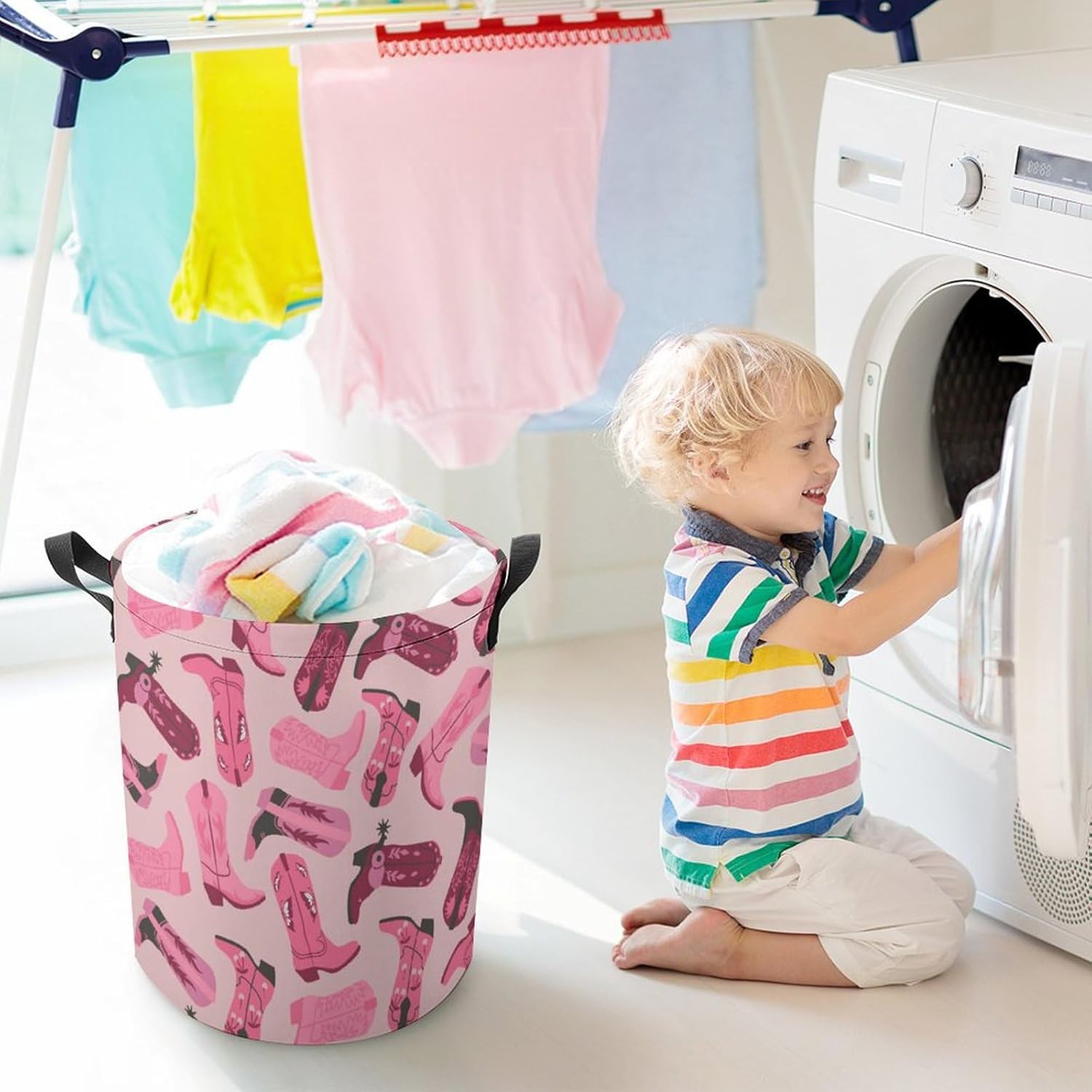 MEIKKO Trendy Pink Storage Waterproof Collapsible Laundry Hamper