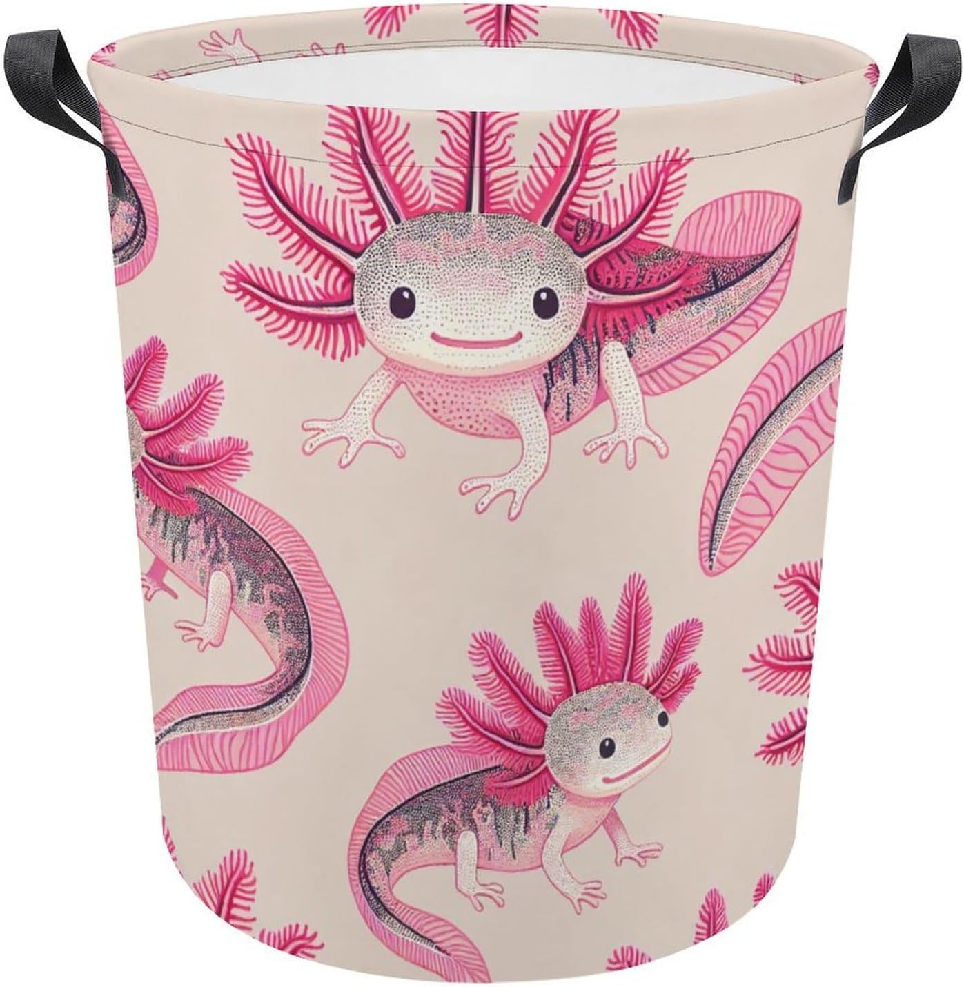MeikoKClosure Cartoon Axolotl Pink 173x138 Water Resistant Laundry Hamper