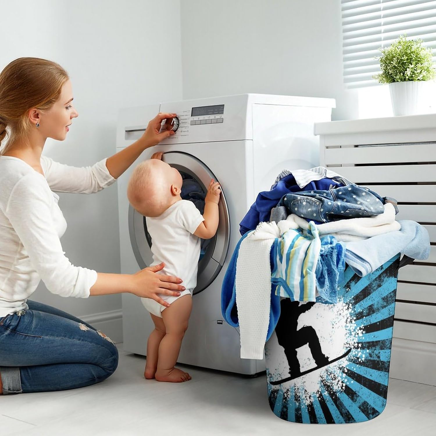 Meikko - Snowboarder Background Laundry Hamper