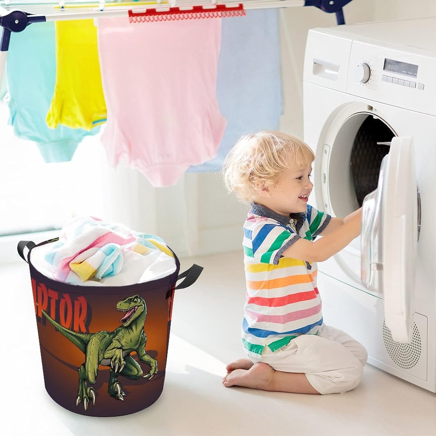 MEIKKO Velociraptor Dinosaur Kids Storage Bag Collapsible Waterproof Easy to Carry