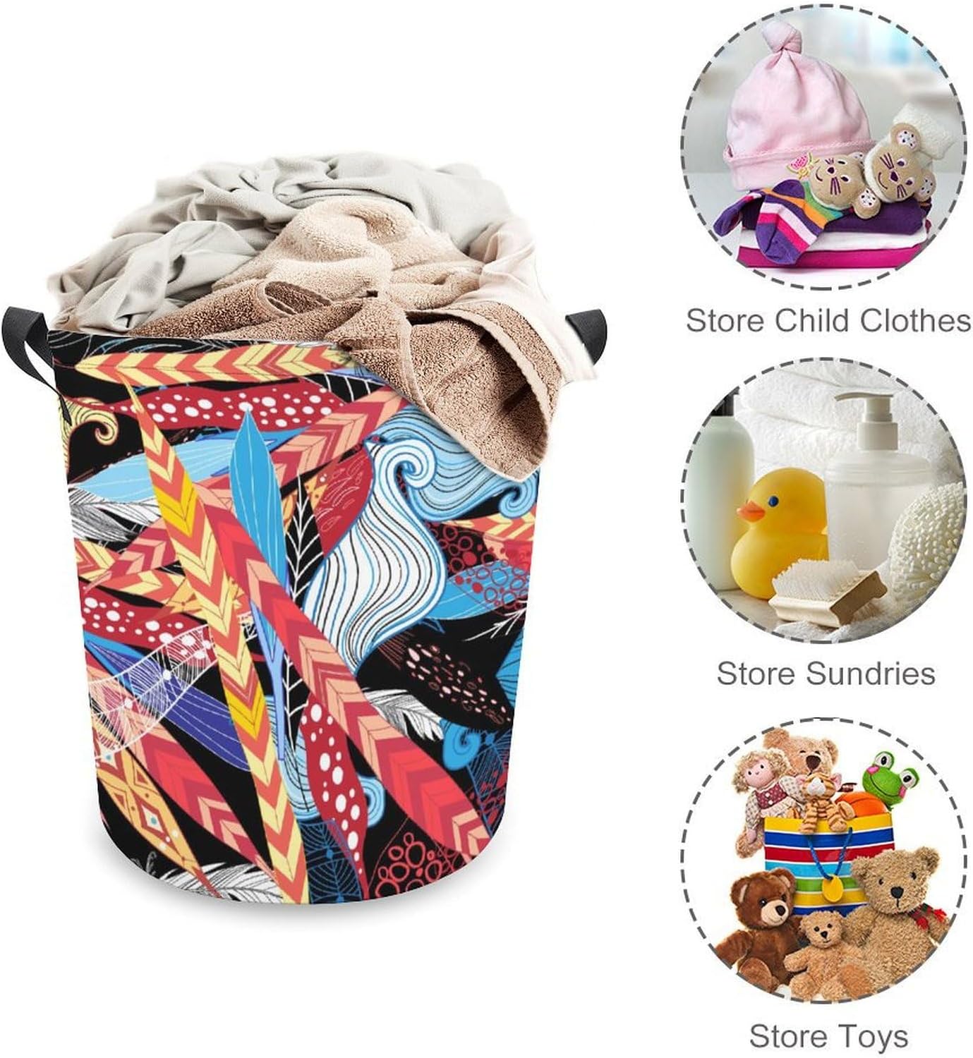 Meiko Leaves FEATHERS embellished Vintage Laundry Hamper